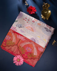 Phoolvan – Pure Zari Kota Doria Saree with Meenakari Buttas & Kadhua Jaal - TSH000006