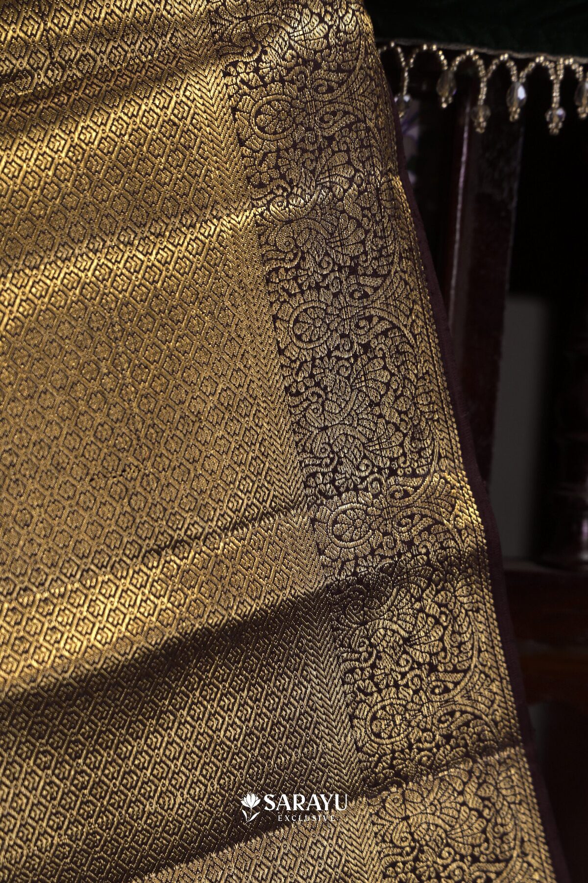 Mustard Dark Purple Kora Kanjivaram Silk Saree Silver Zari – The Saffron House