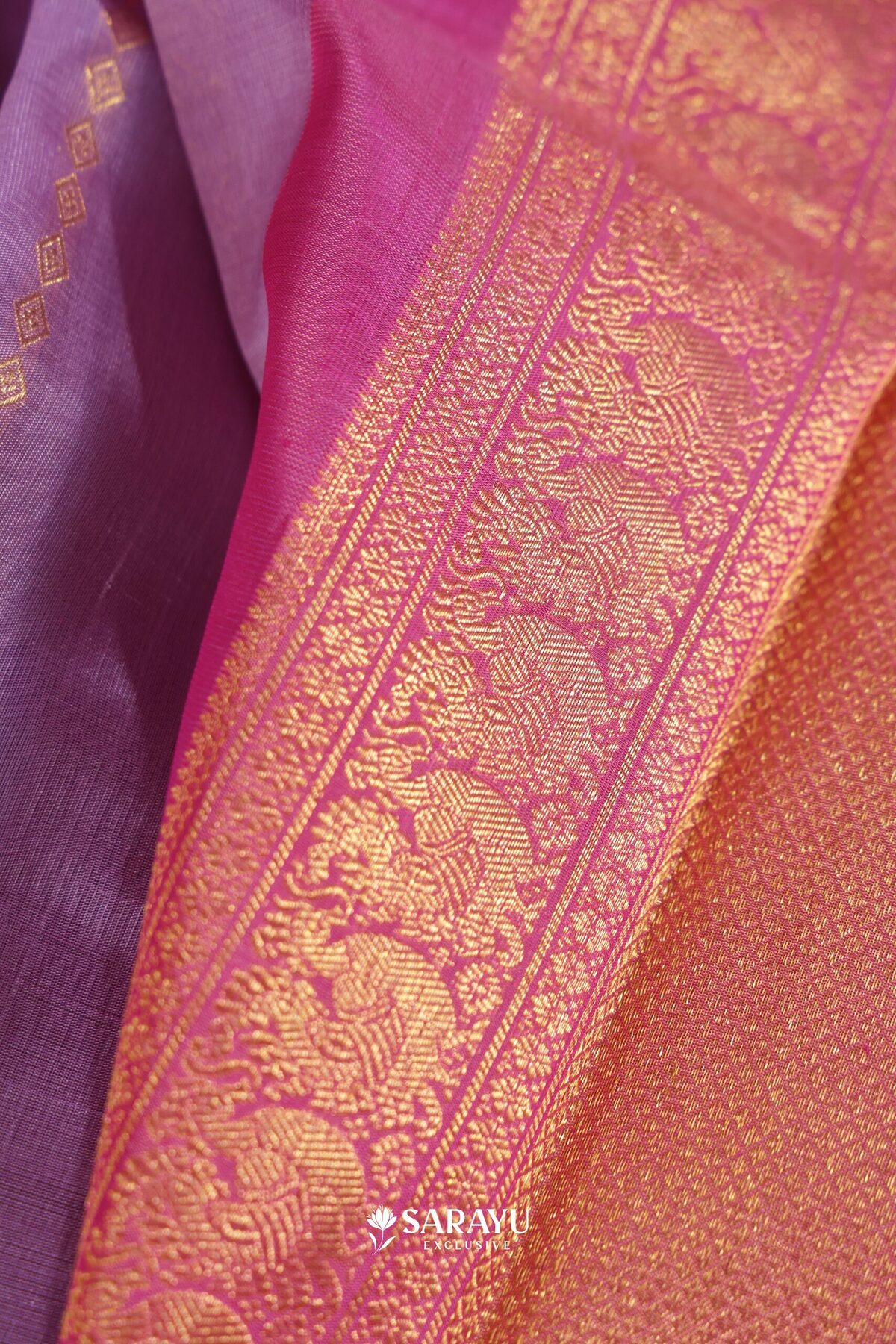 Lavender Pink Kora Kanjivaram Silk Saree Floral Zari – The Saffron House
