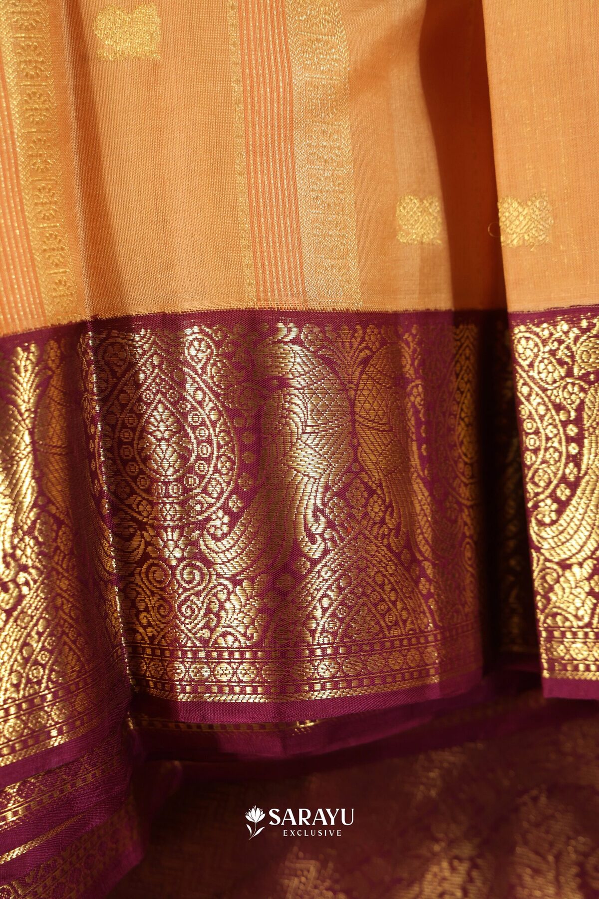 Kora Kanjivaram Silk Saree Yellow Magenta Gold Zari – The Saffron House