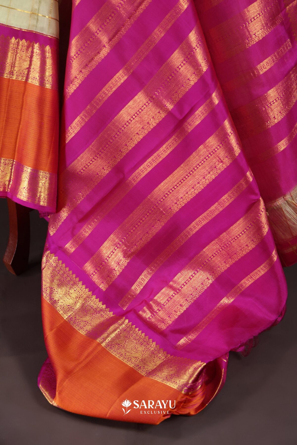 Pista Green Magenta Kora Kanjivaram Silk Saree Zari – The Saffron House