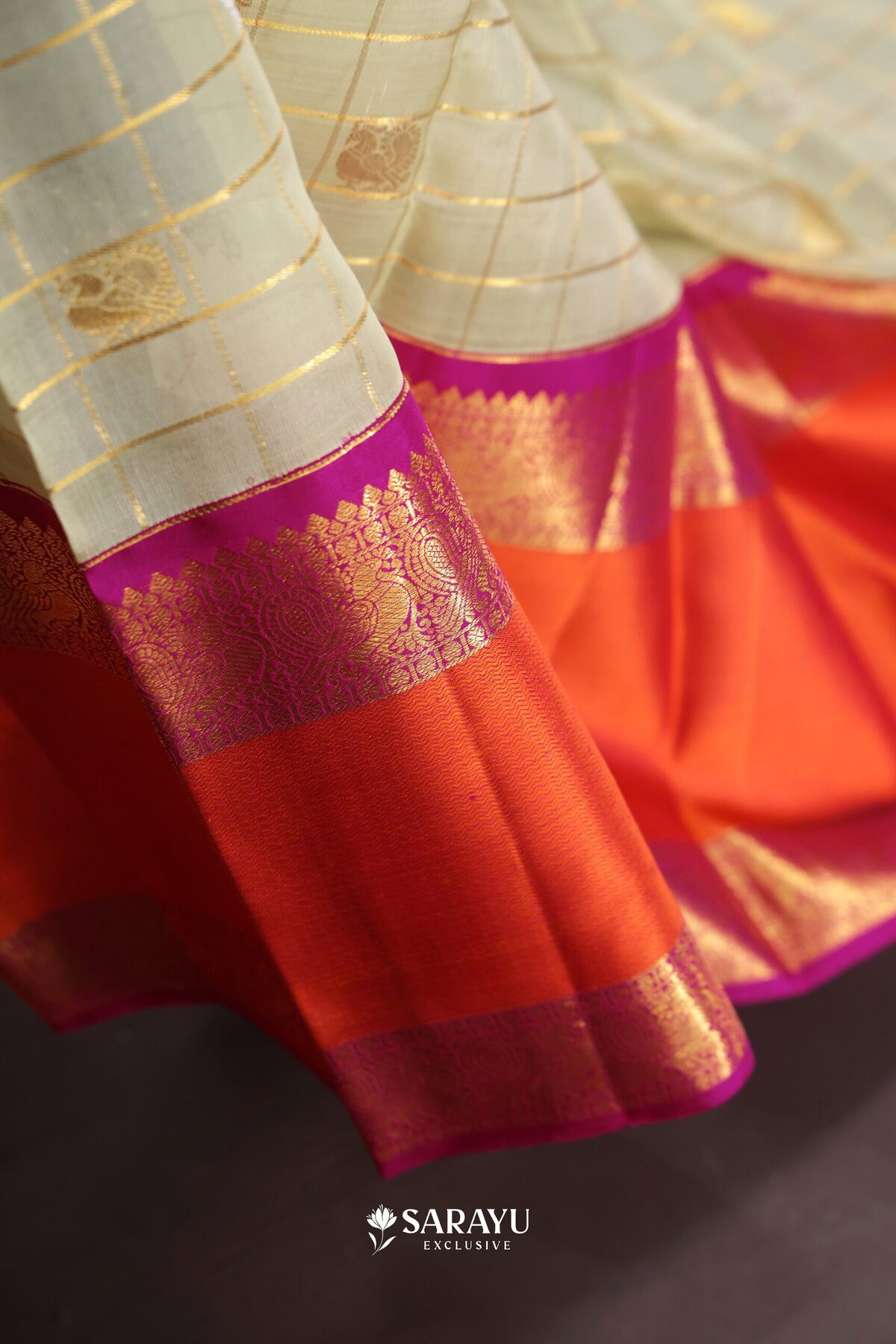 Pista Green Magenta Kora Kanjivaram Silk Saree Zari – The Saffron House