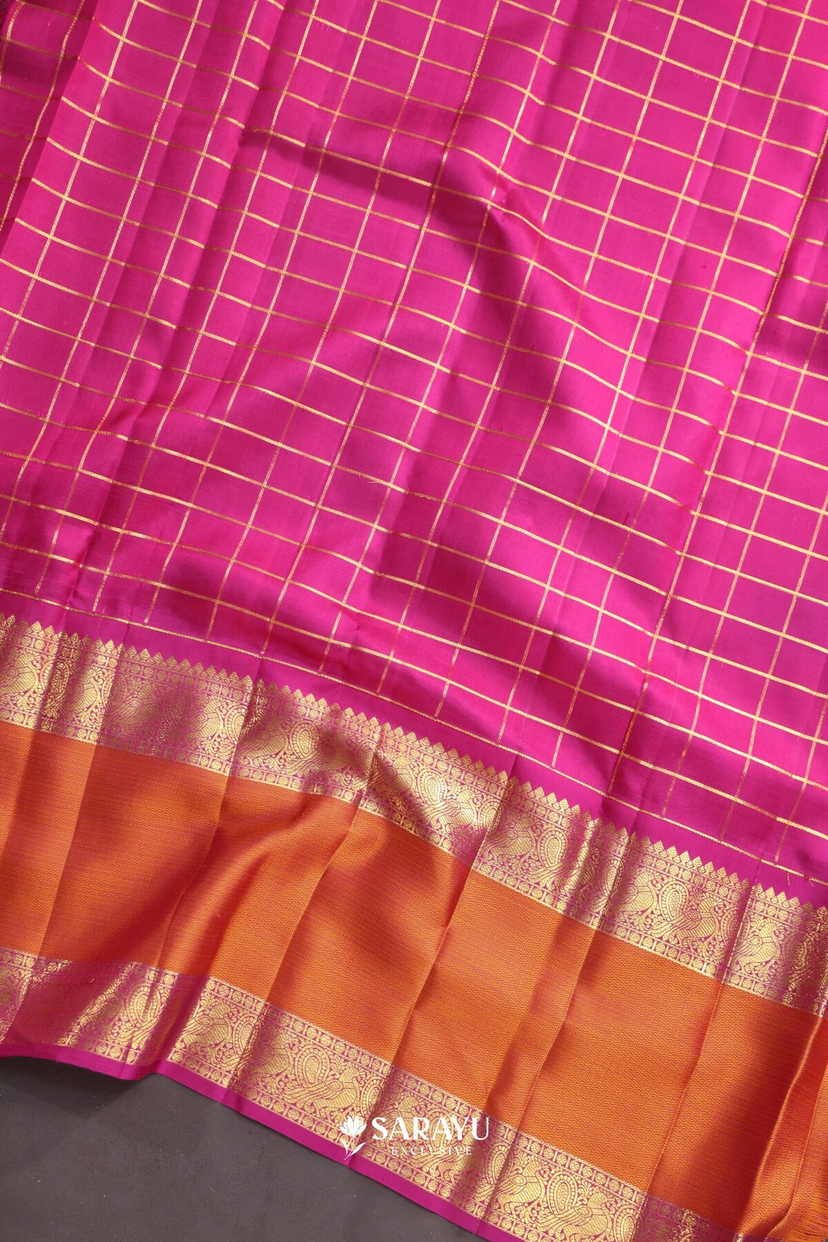 Lime Yellow Orange Kora Kanjivaram Silk Saree Silver Zari – The Saffron House