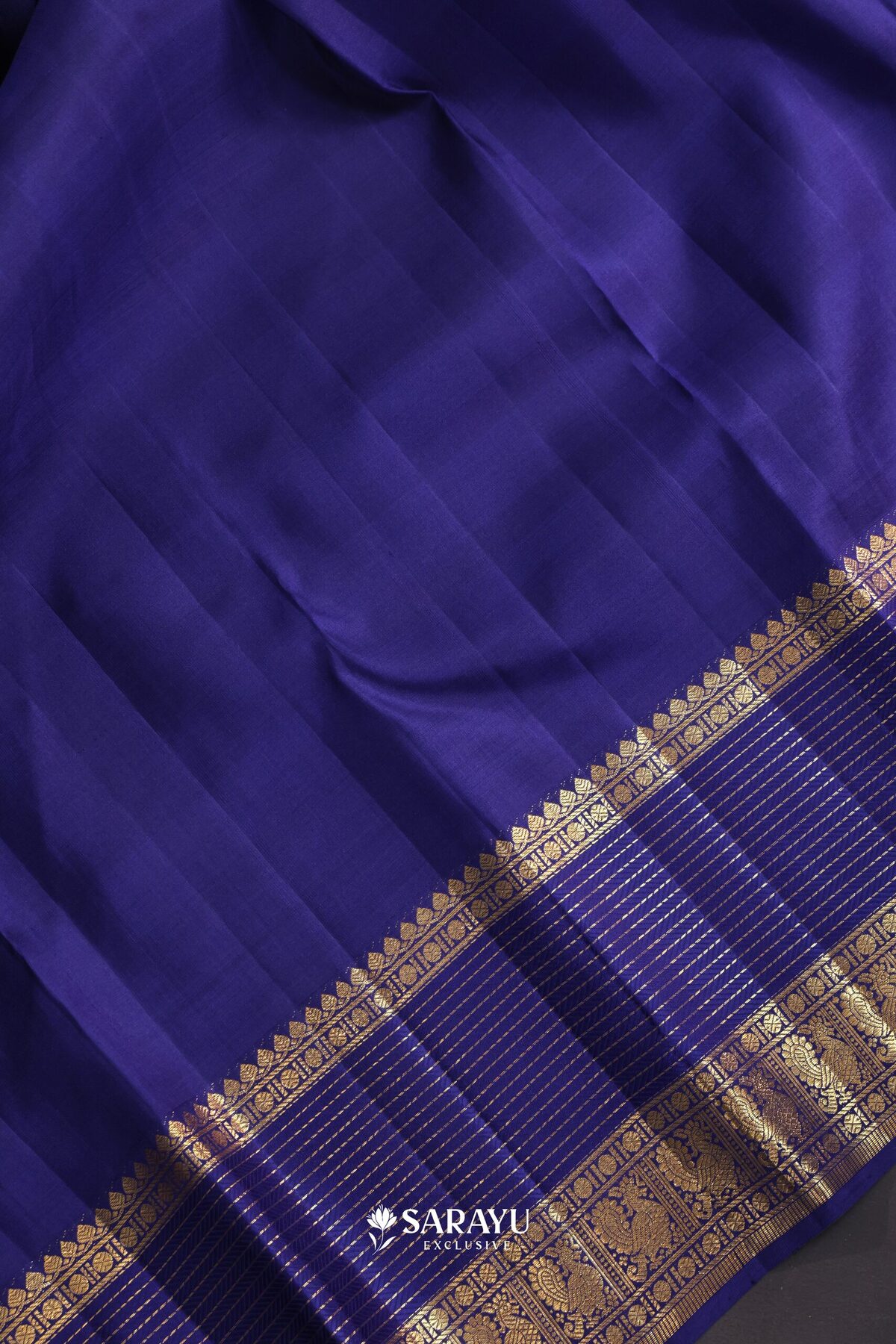 Pastel Check Navy Kanchivaram Silk Saree Gold Zari – The Saffron House
