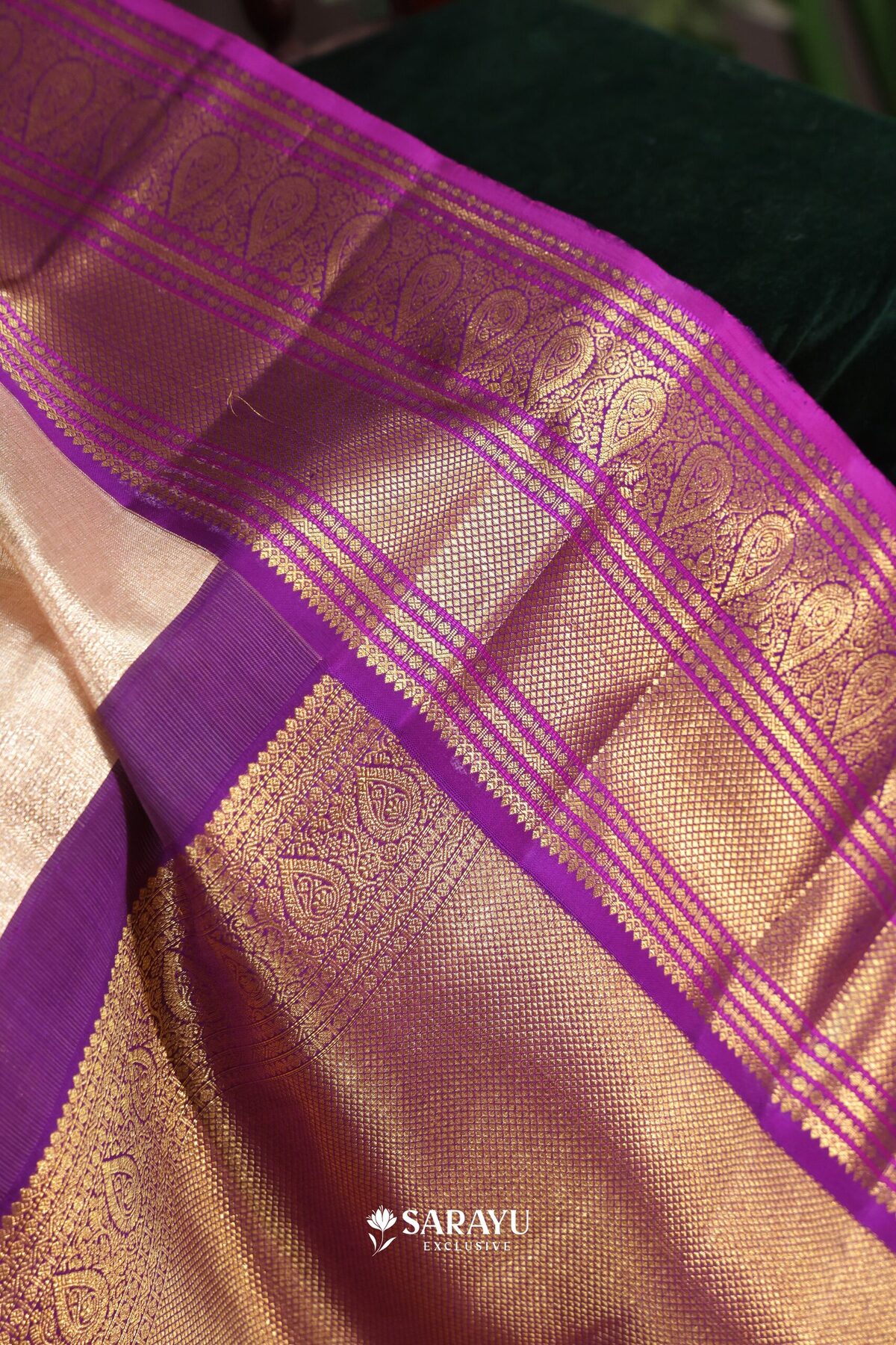 Rose Gold Purple Kora Kanjivaram Silk Saree Zari – The Saffron House