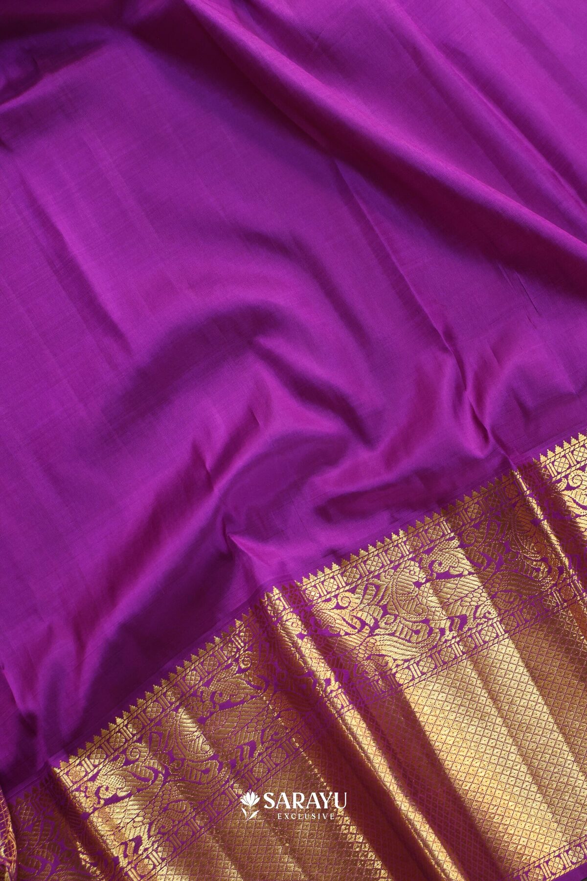 Tissue Gold Purple Kora Kanjivaram Silk Saree Full Zari – The Saffron House