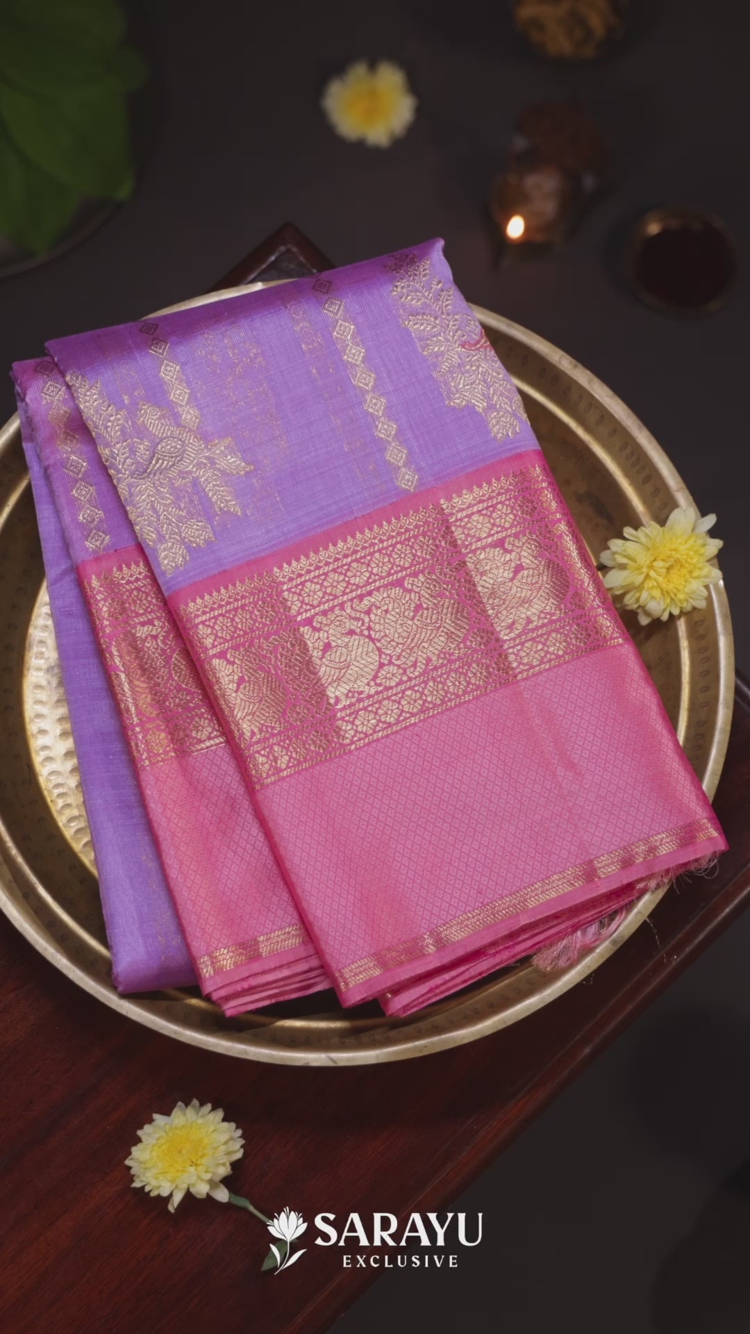 Lavender Pink Kora Kanjivaram Silk Saree Floral Zari – The Saffron House