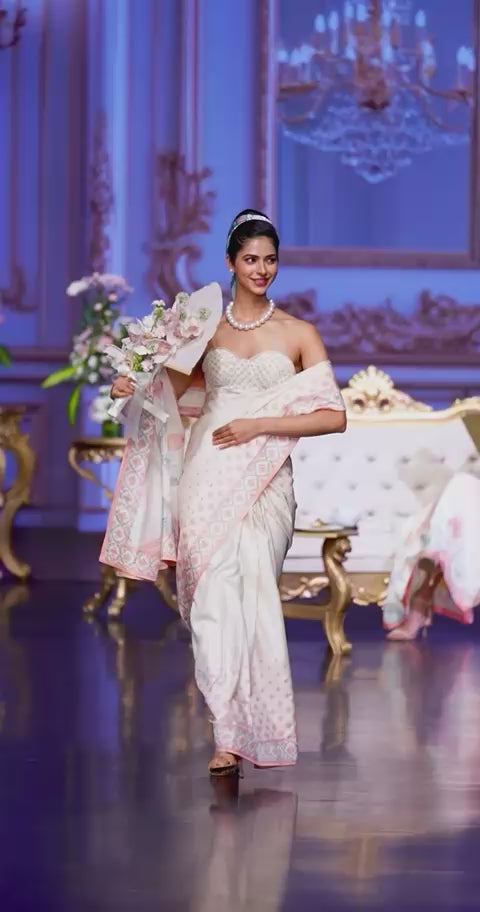 Off White And Ivory Kanjivaram Silk Saree – The Saffron House