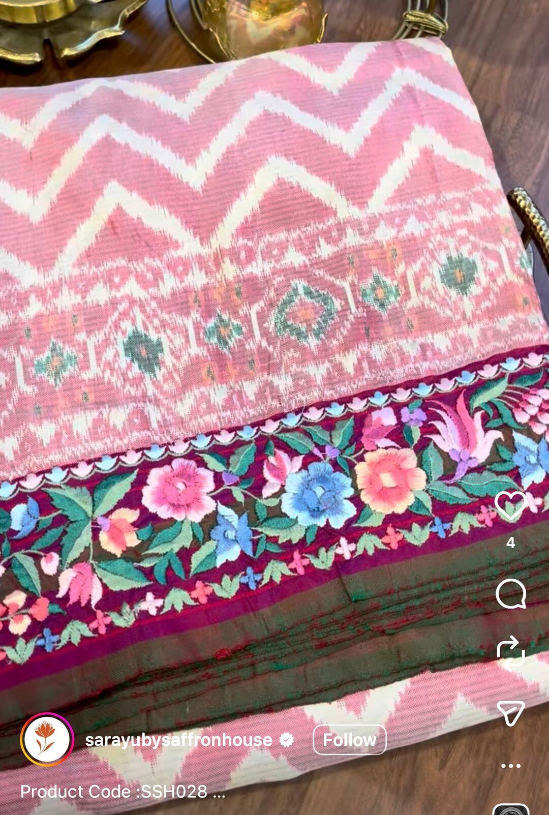 Twill Ikkat Handwoven Silk Saree – The Saffron House