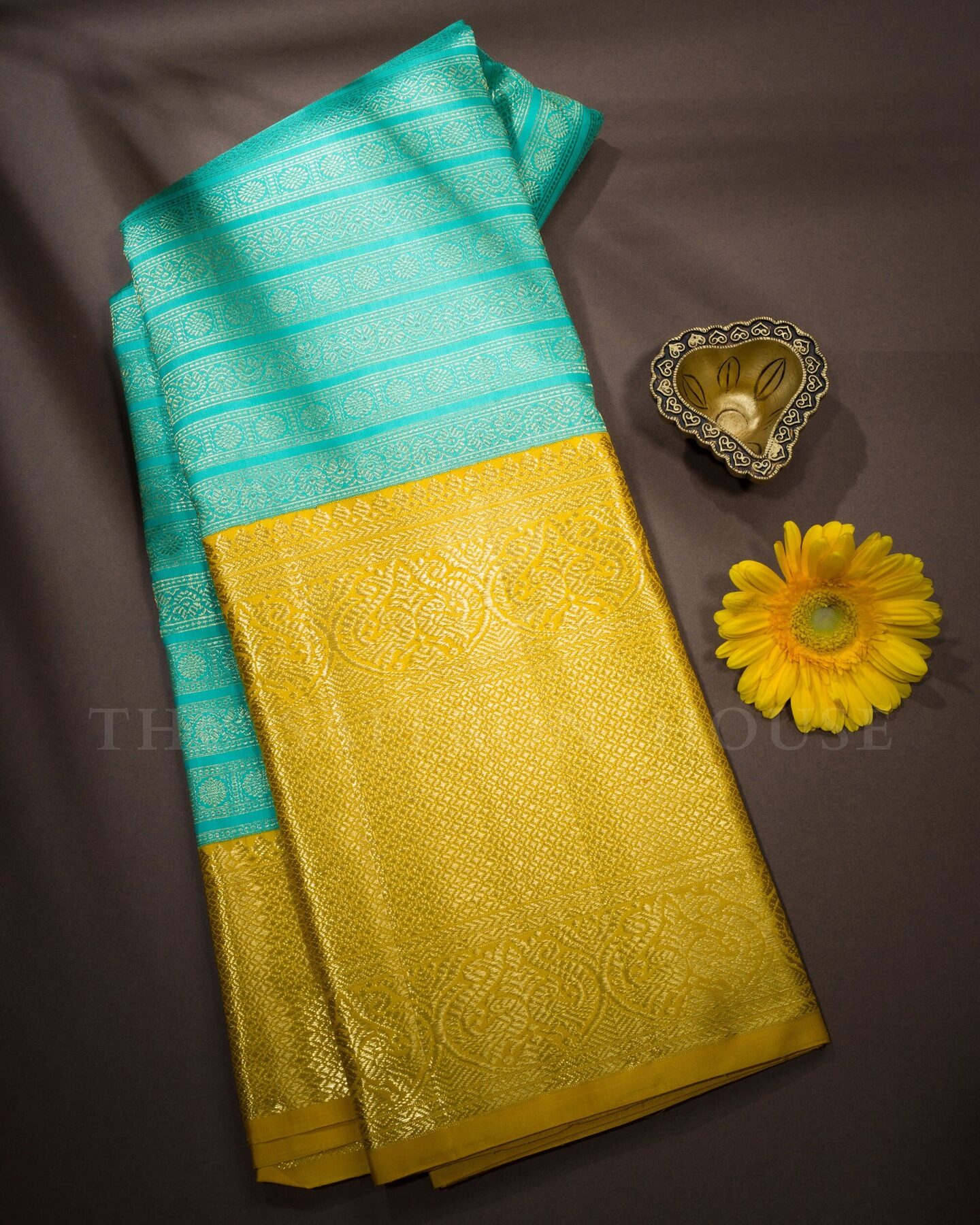 Mustard Gold Brocade Kanjivaram Silk Saree – The Saffron House