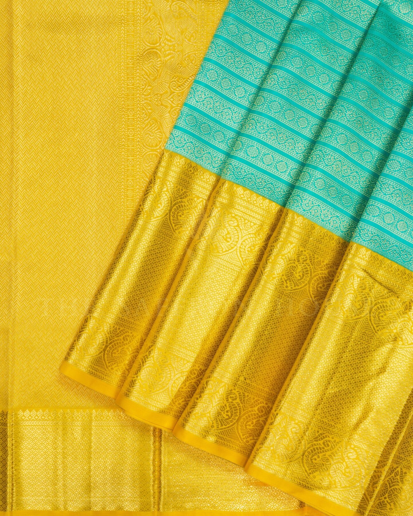 Mustard Gold Brocade Kanjivaram Silk Saree – The Saffron House