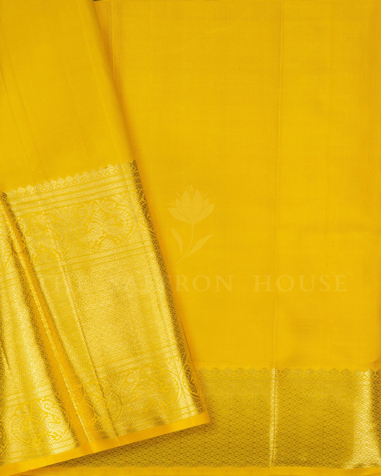 Mustard Gold Brocade Kanjivaram Silk Saree – The Saffron House