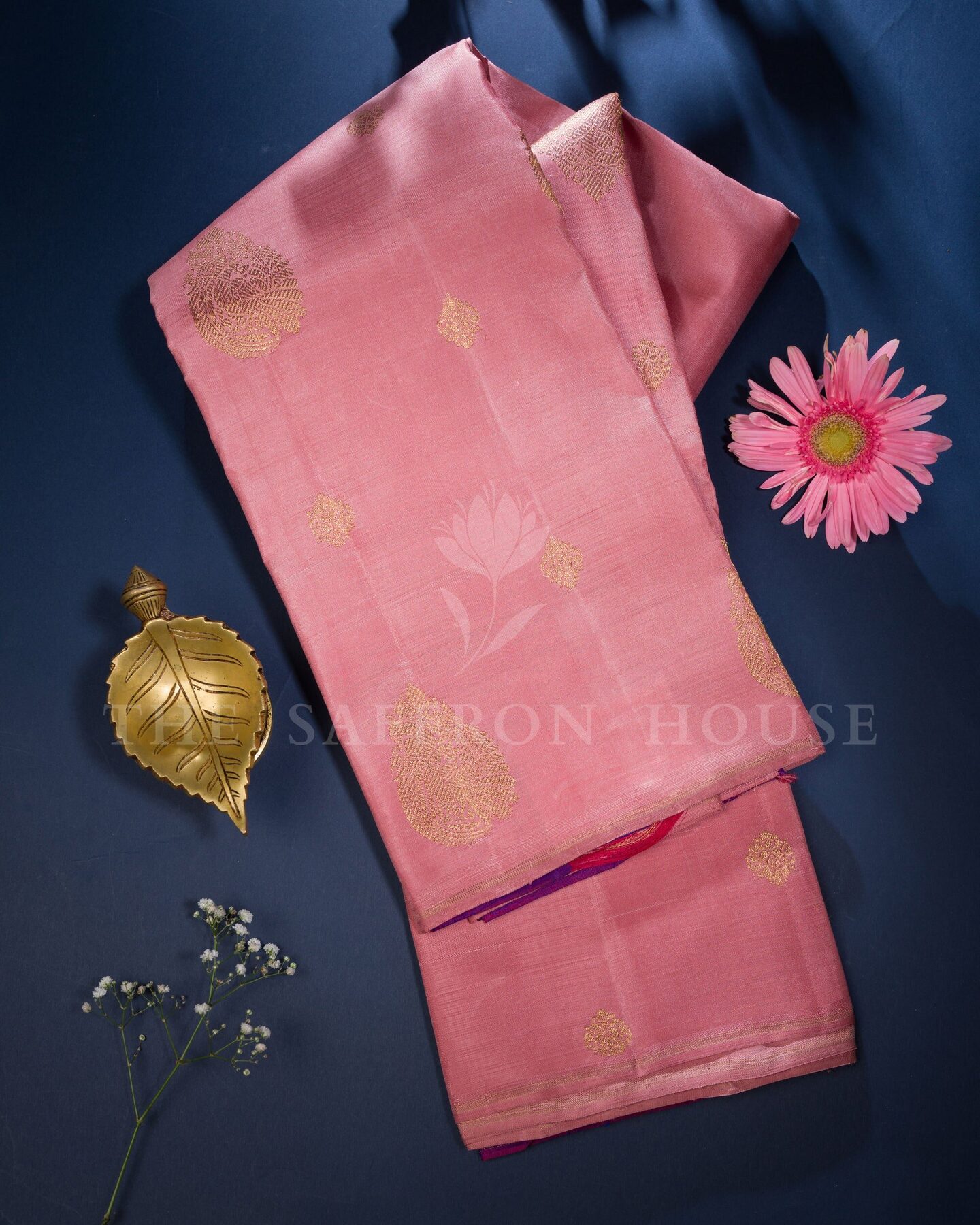 Blush Rose And Violet Kanjivaram Silk Saree – The Saffron House