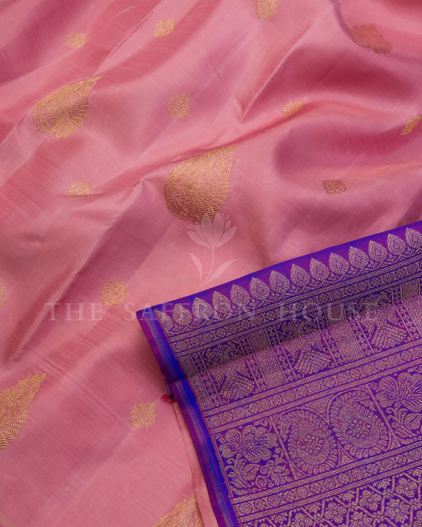Blush Rose And Violet Kanjivaram Silk Saree – The Saffron House