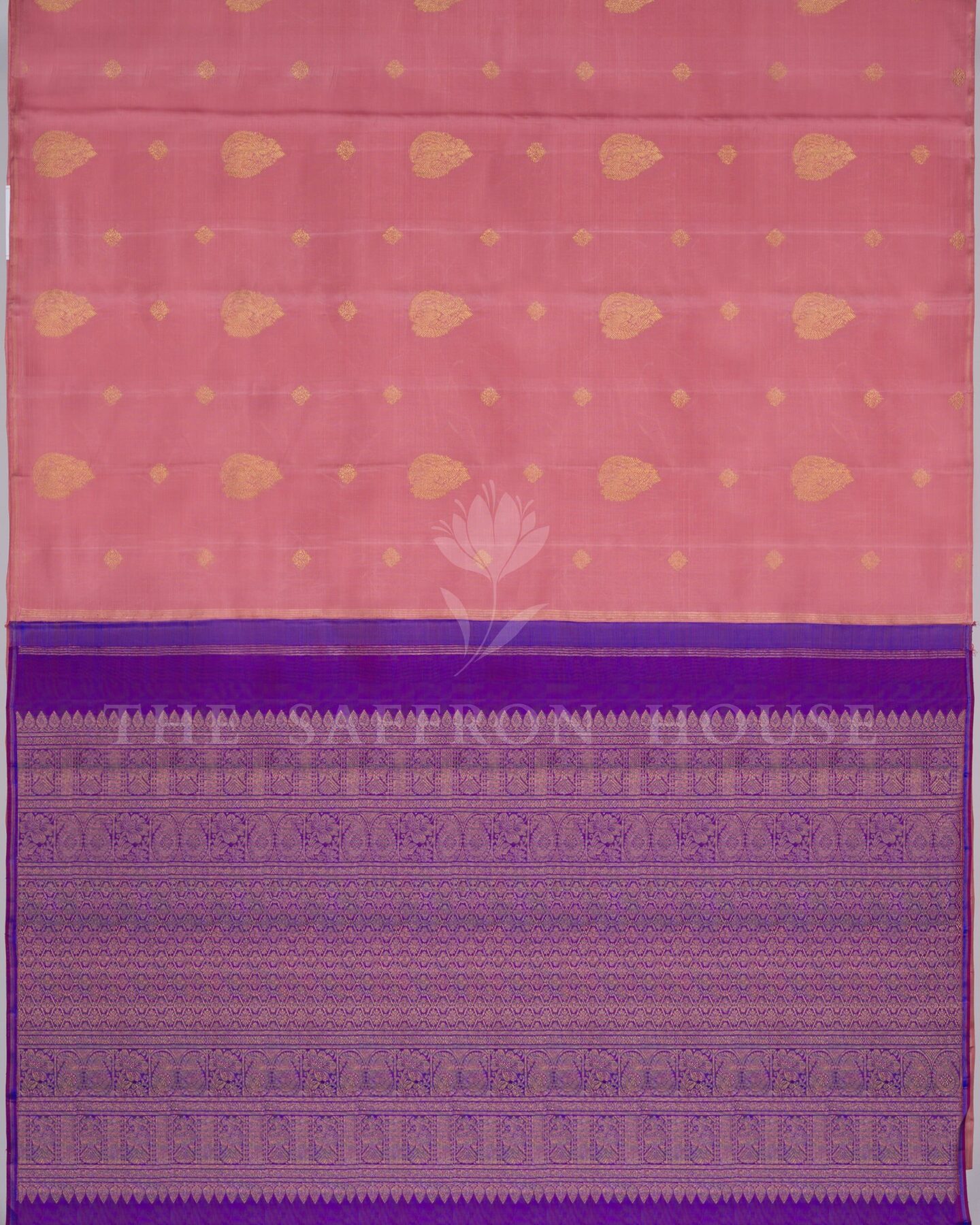 Blush Rose And Violet Kanjivaram Silk Saree – The Saffron House