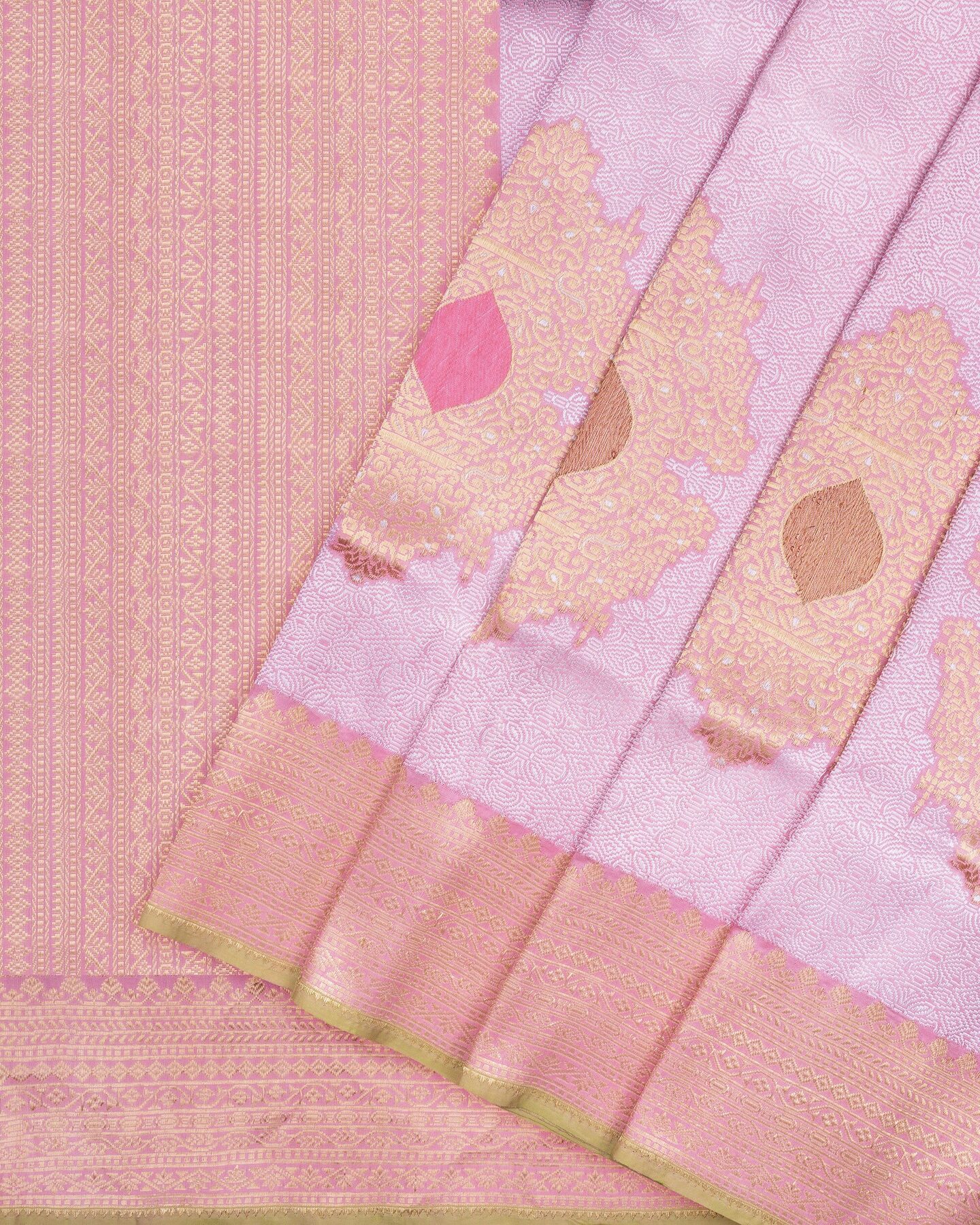 Blush Rose Banarasi Silk Saree – The Saffron House