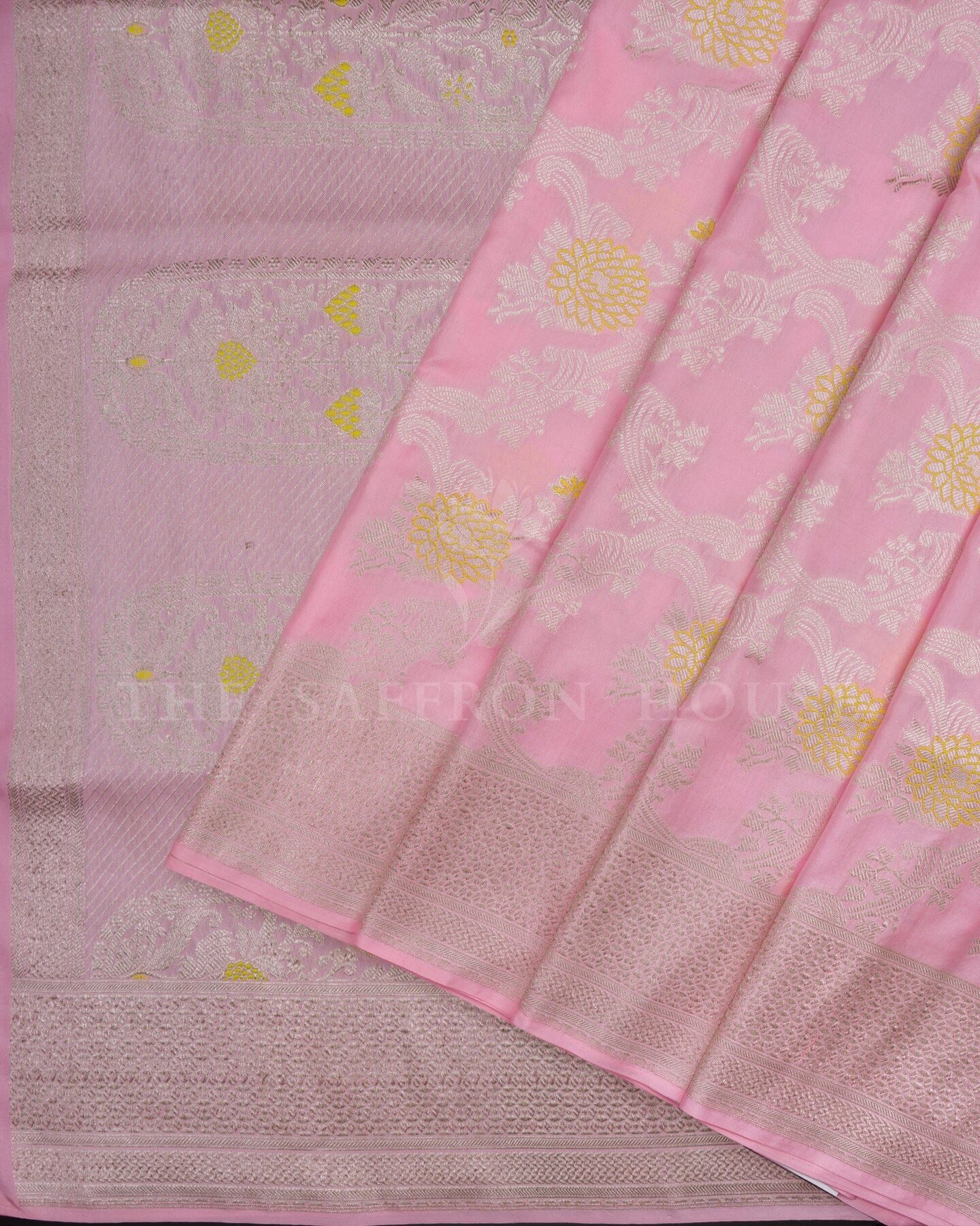 Blush Rose Banarasi Silk Saree – The Saffron House