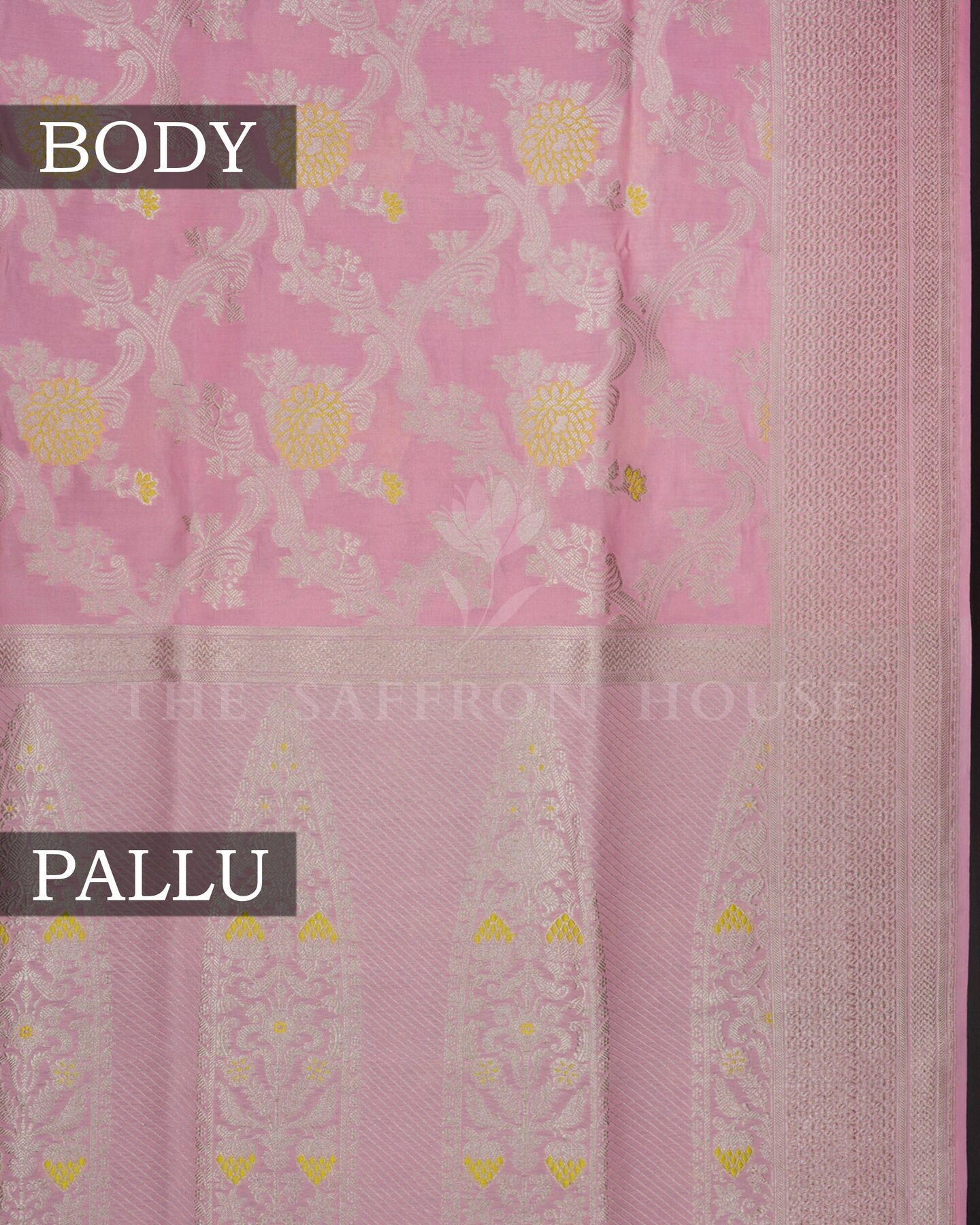 Blush Rose Banarasi Silk Saree – The Saffron House