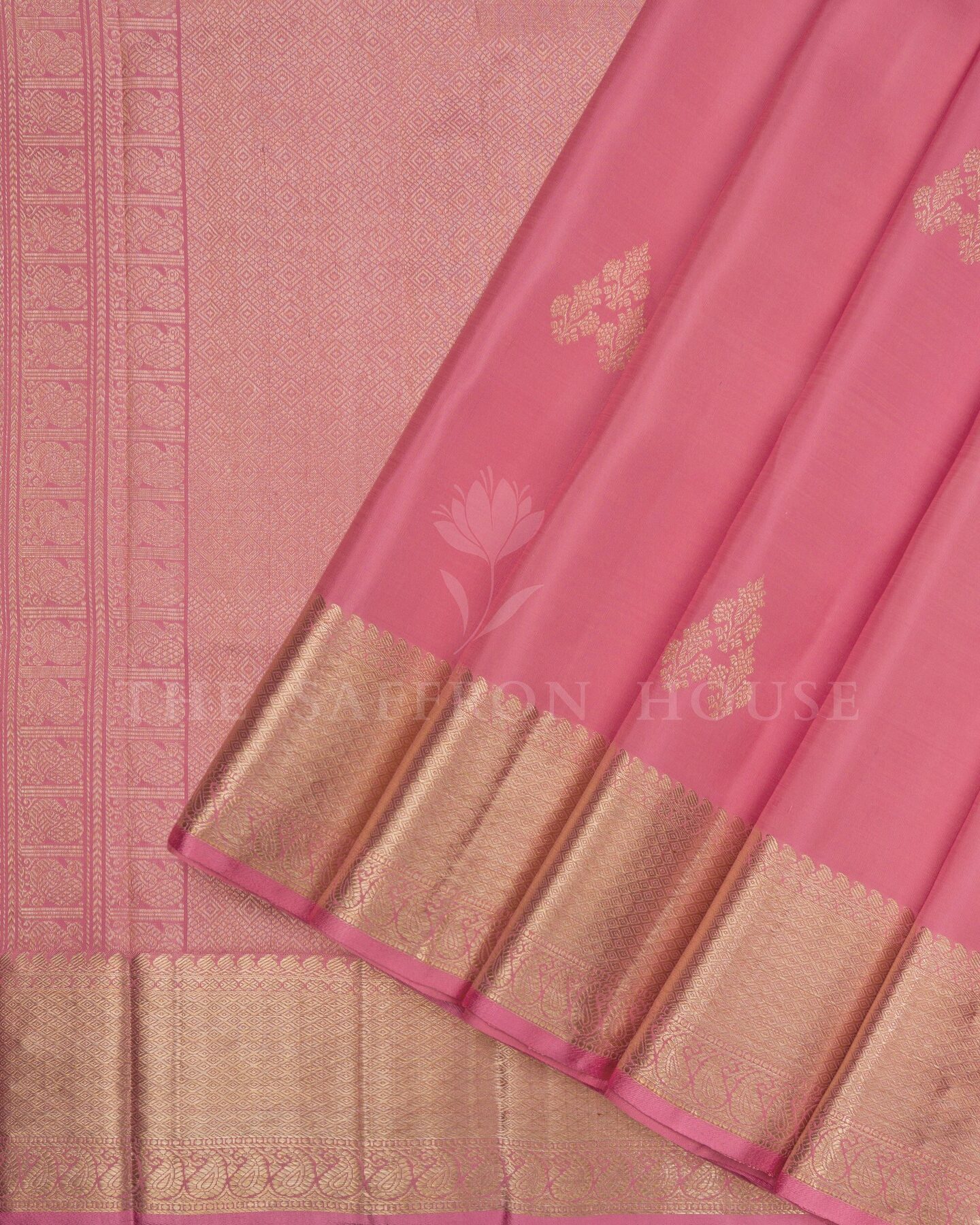 Blush Rose Kanjivaram Silk Saree – The Saffron House