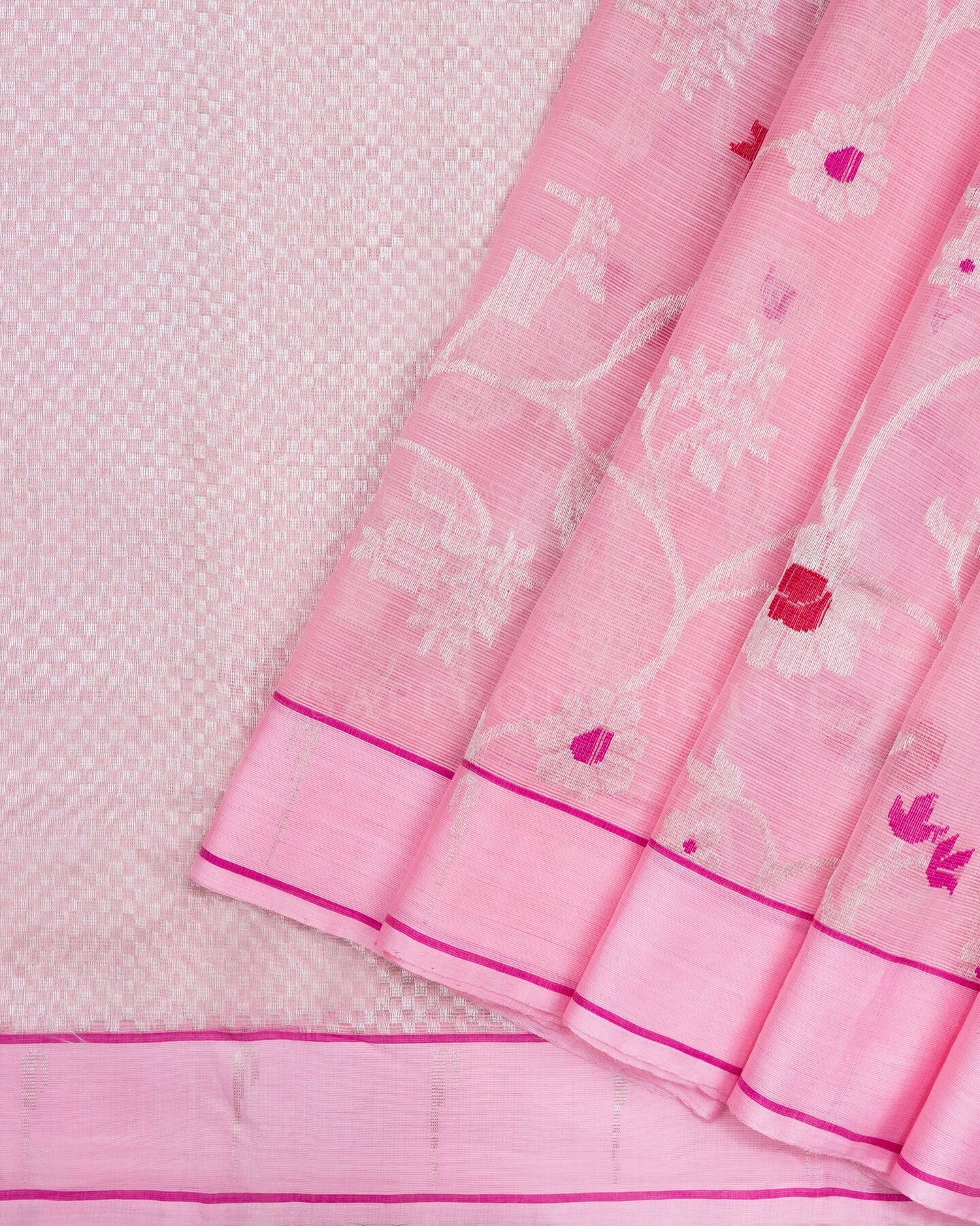 Blush Rose Pure Zari Kota Silk Saree – The Saffron House