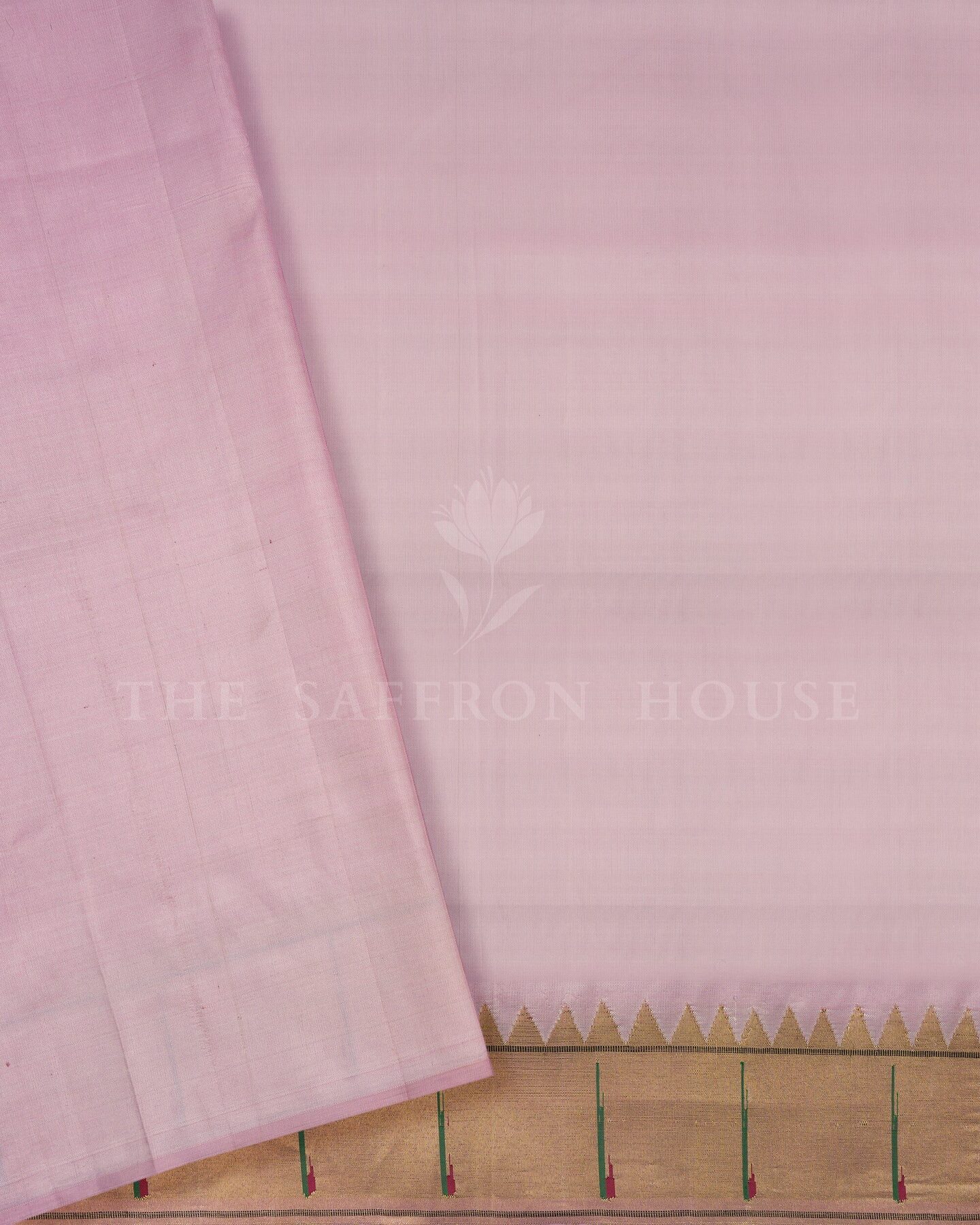 Blush Rose Handwoven Paithani Saree – The Saffron House
