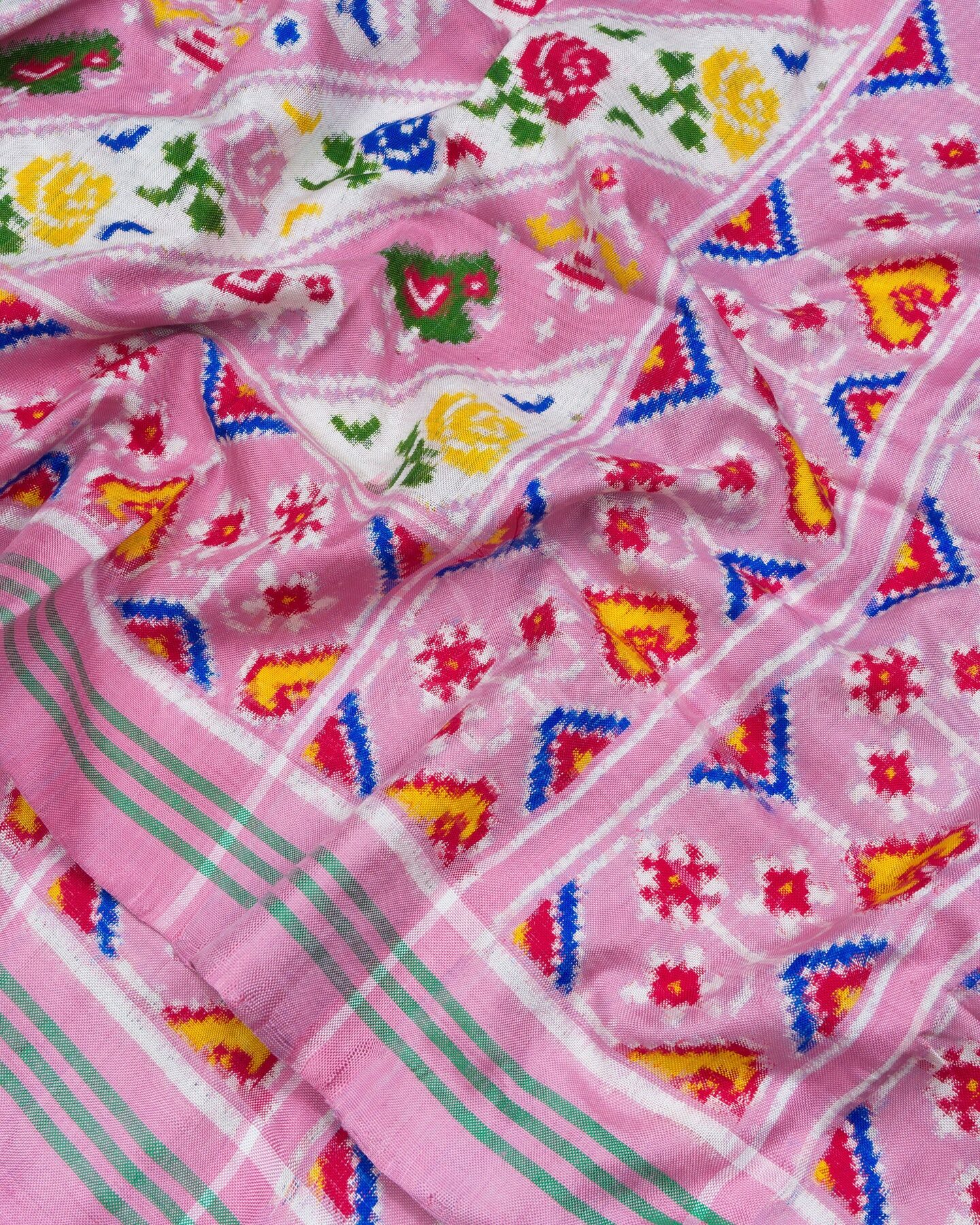 Blush Rose Handwoven Patola Saree – The Saffron House