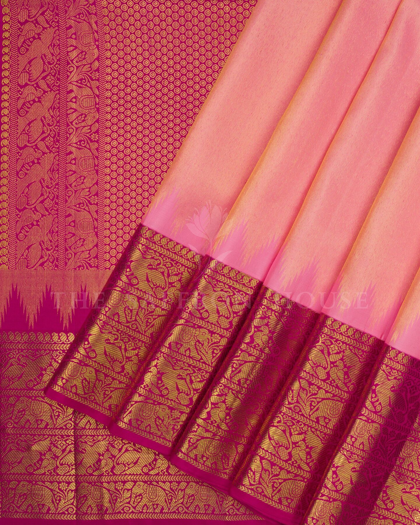 Blush Rose And Magenta Tissue Kanjivaram Silk Saree – The Saffron House
