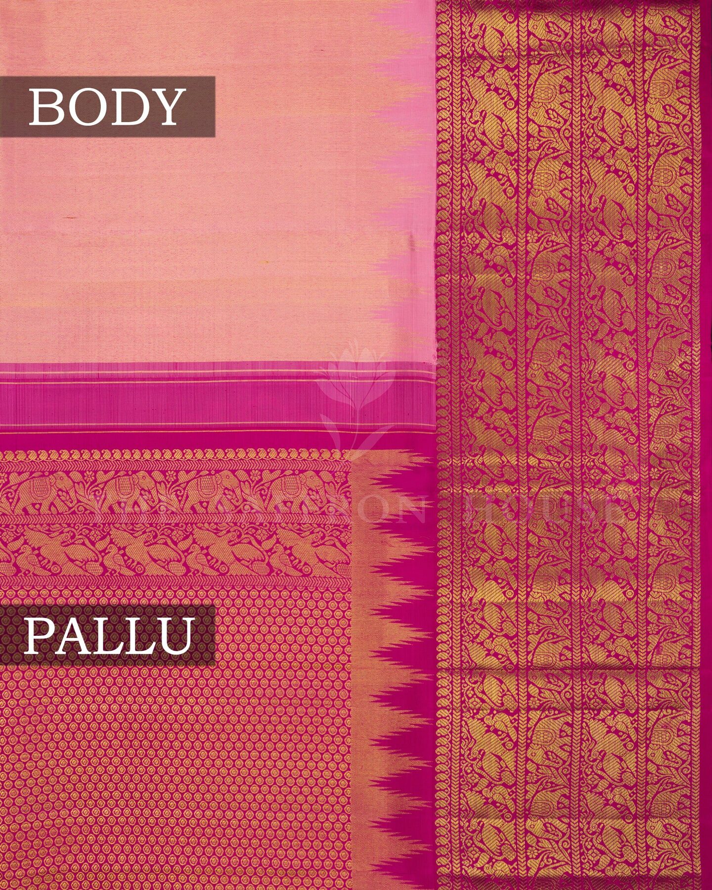 Blush Rose And Magenta Tissue Kanjivaram Silk Saree – The Saffron House
