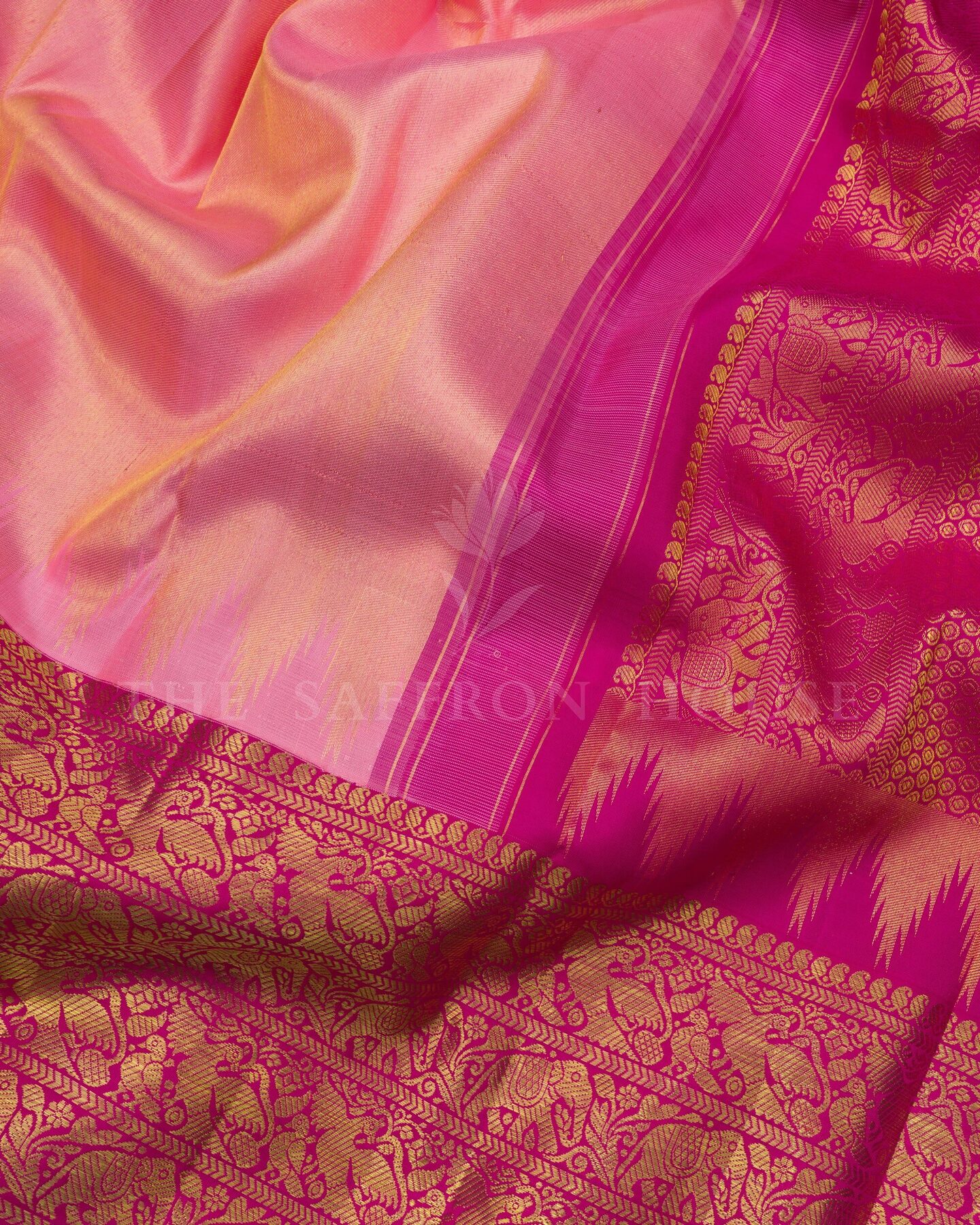 Blush Rose And Magenta Tissue Kanjivaram Silk Saree – The Saffron House