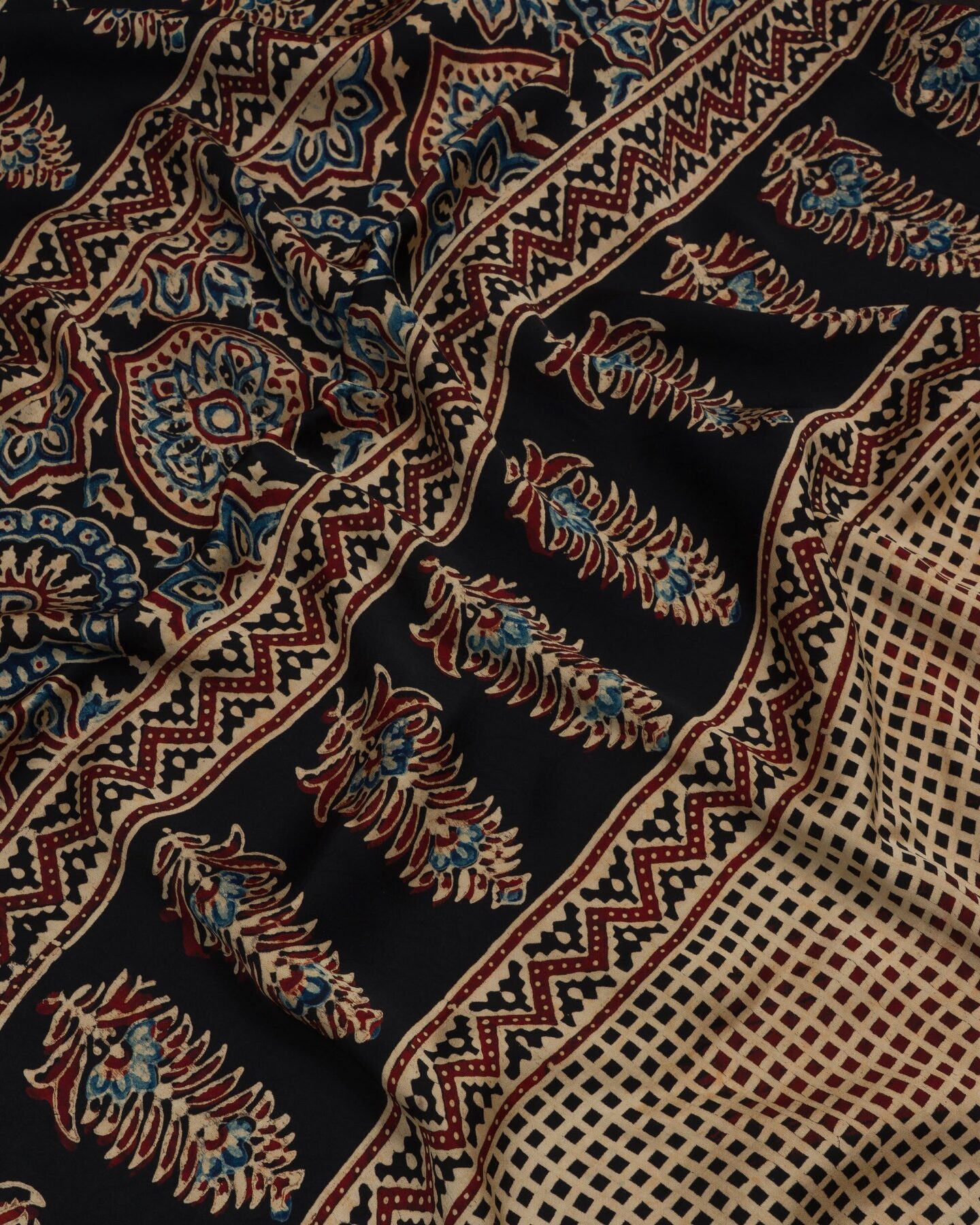 Onyx Black And Sand Beige Bandhini Modal Silk Saree – The Saffron House