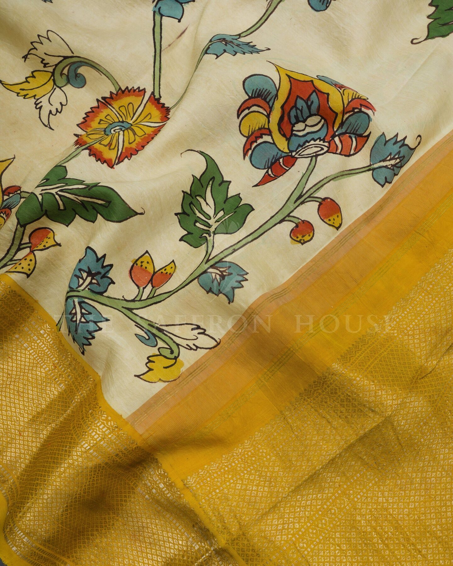 Sand Beige And Mustard Gold Brocade Kanjivaram Silk Saree – The Saffron House