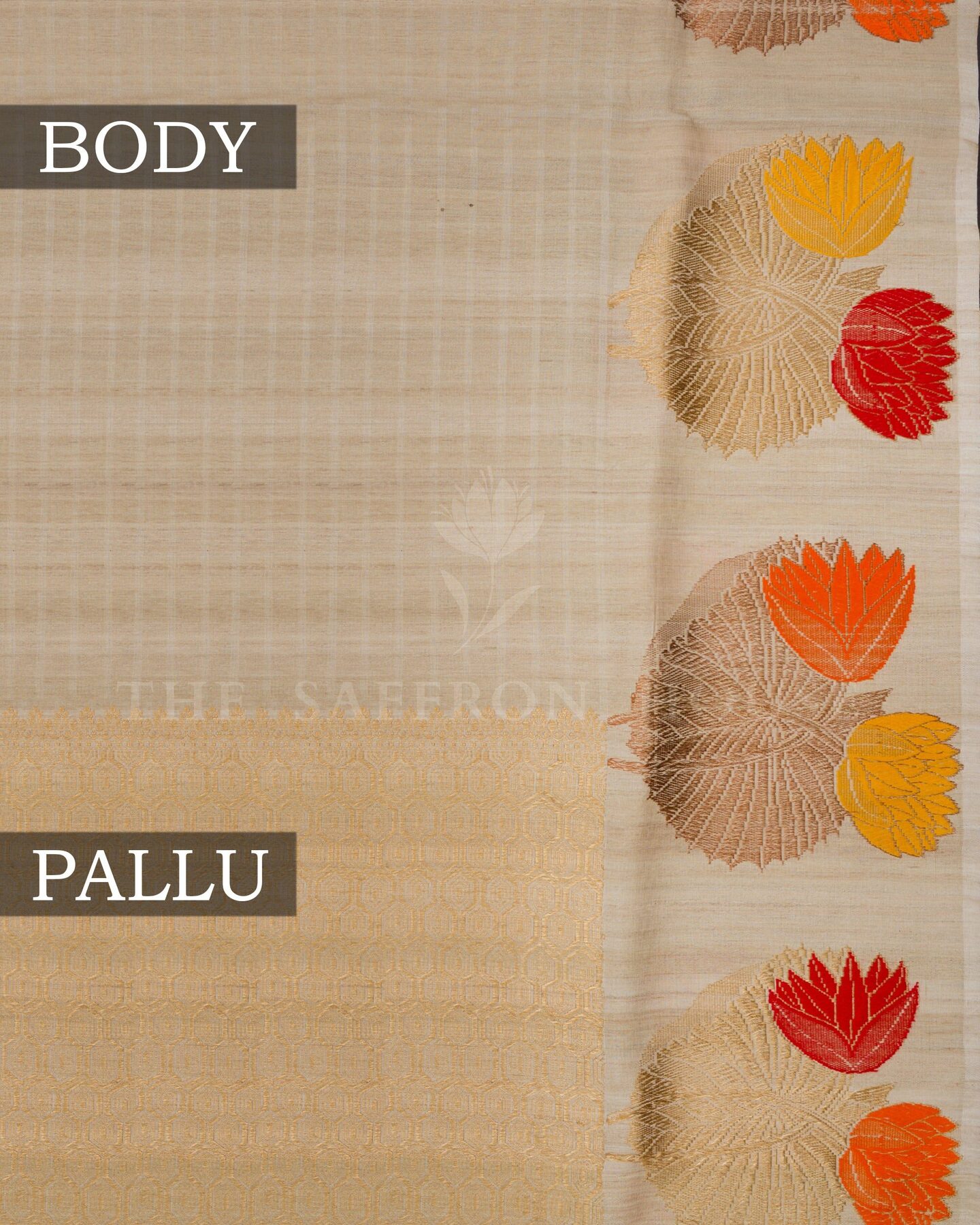 Sand Beige Tussar Banarasi Saree – The Saffron House