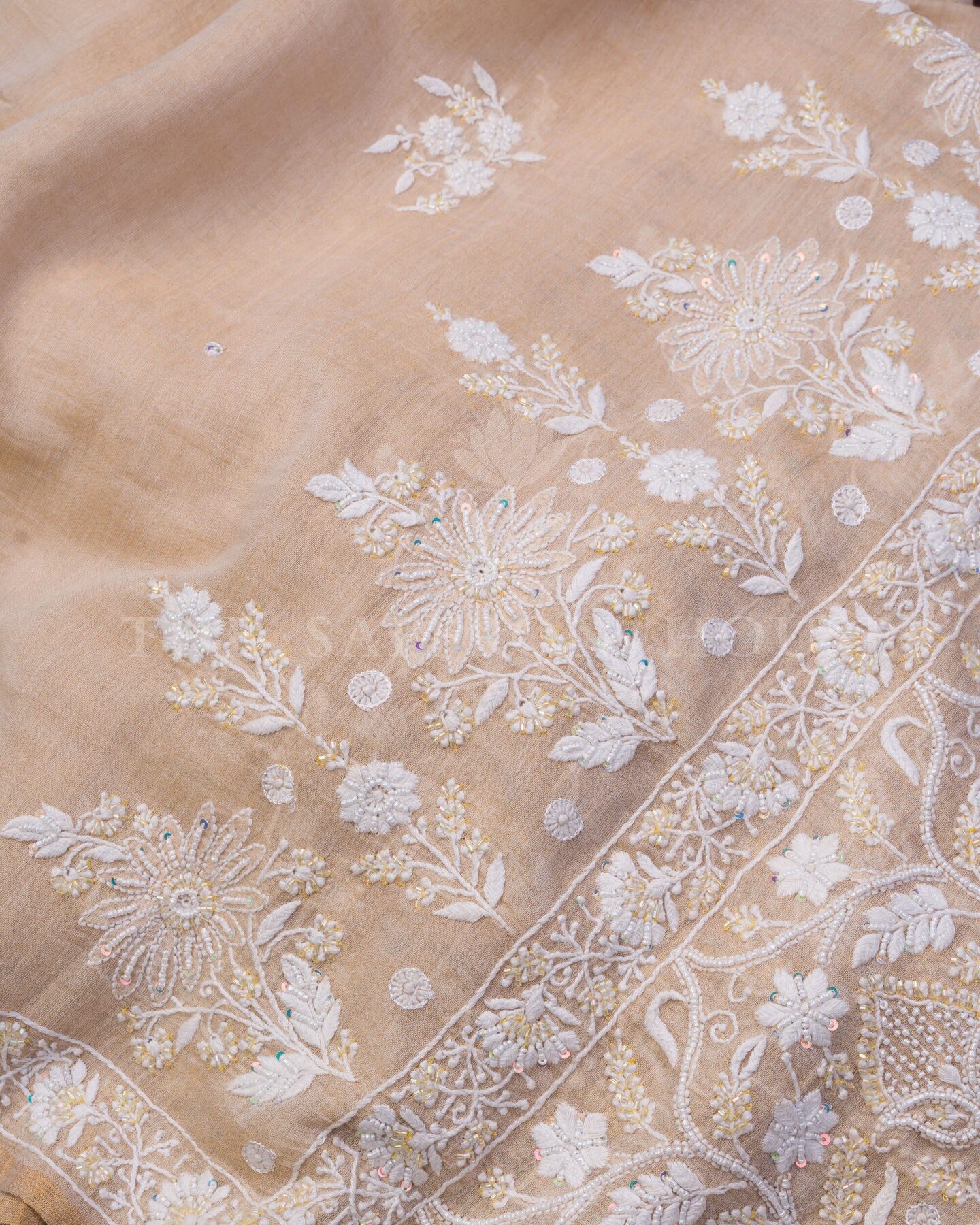 Sand Beige Handwoven Cotton Saree – The Saffron House