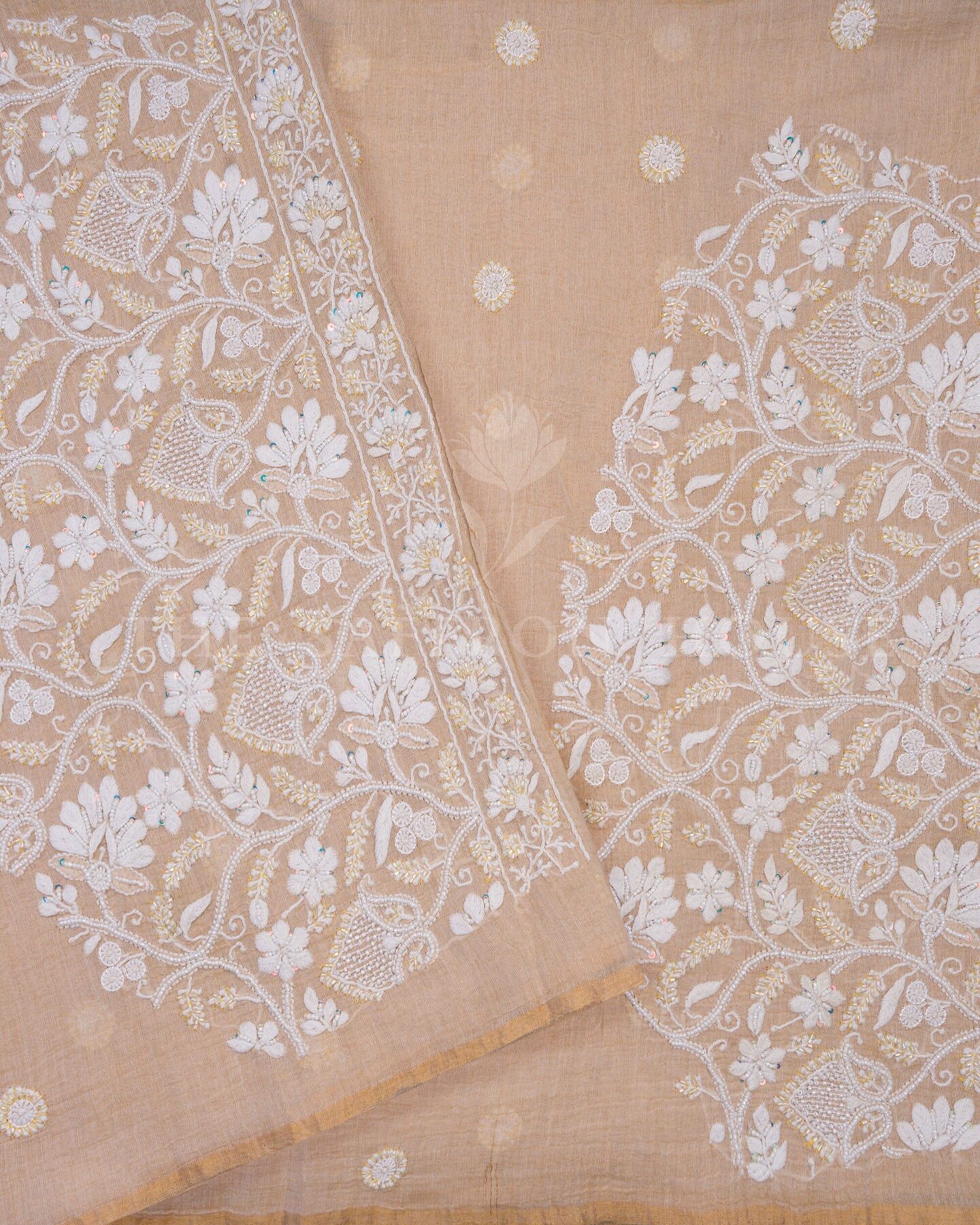 Sand Beige Handwoven Cotton Saree – The Saffron House