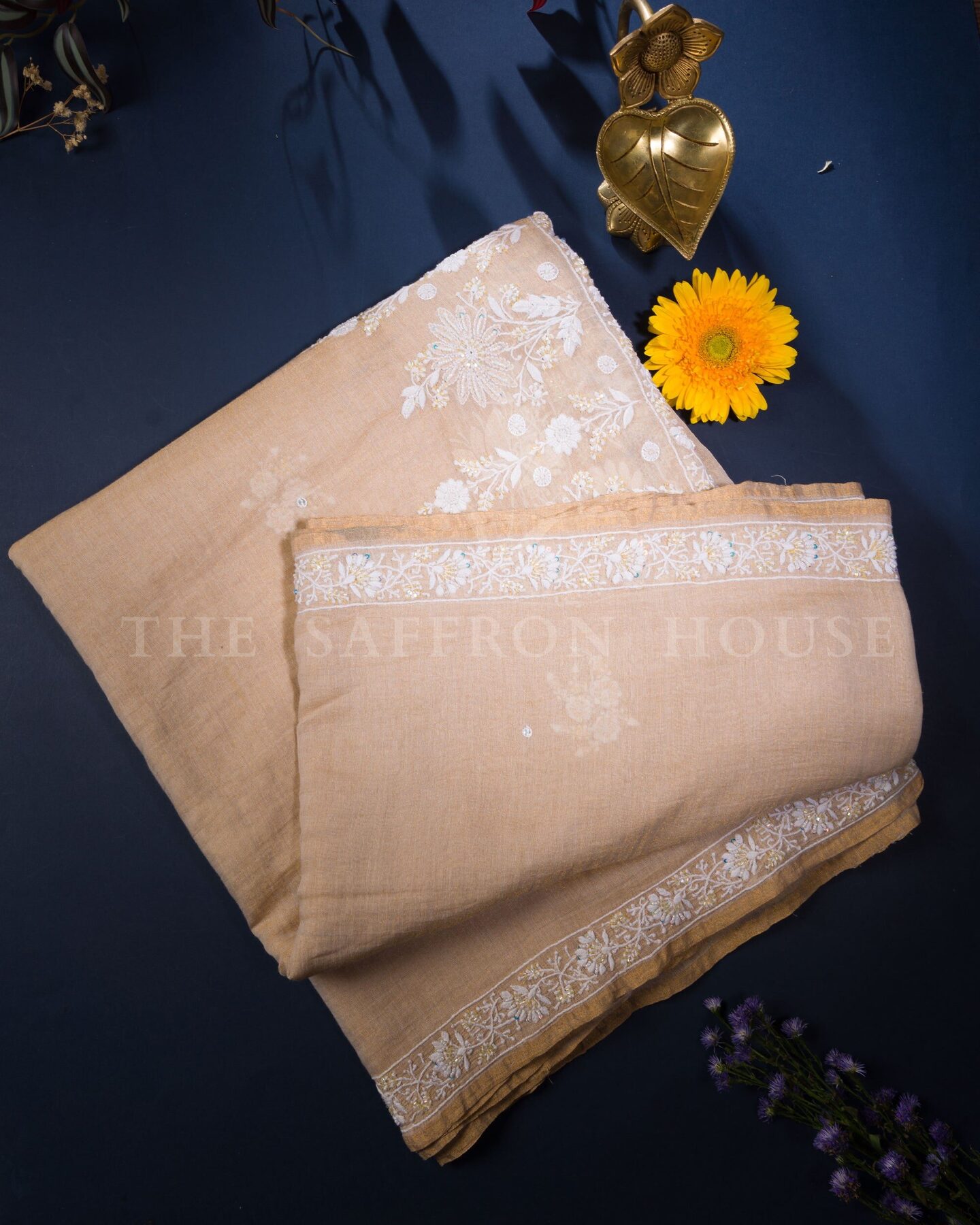 Sand Beige Handwoven Cotton Saree – The Saffron House
