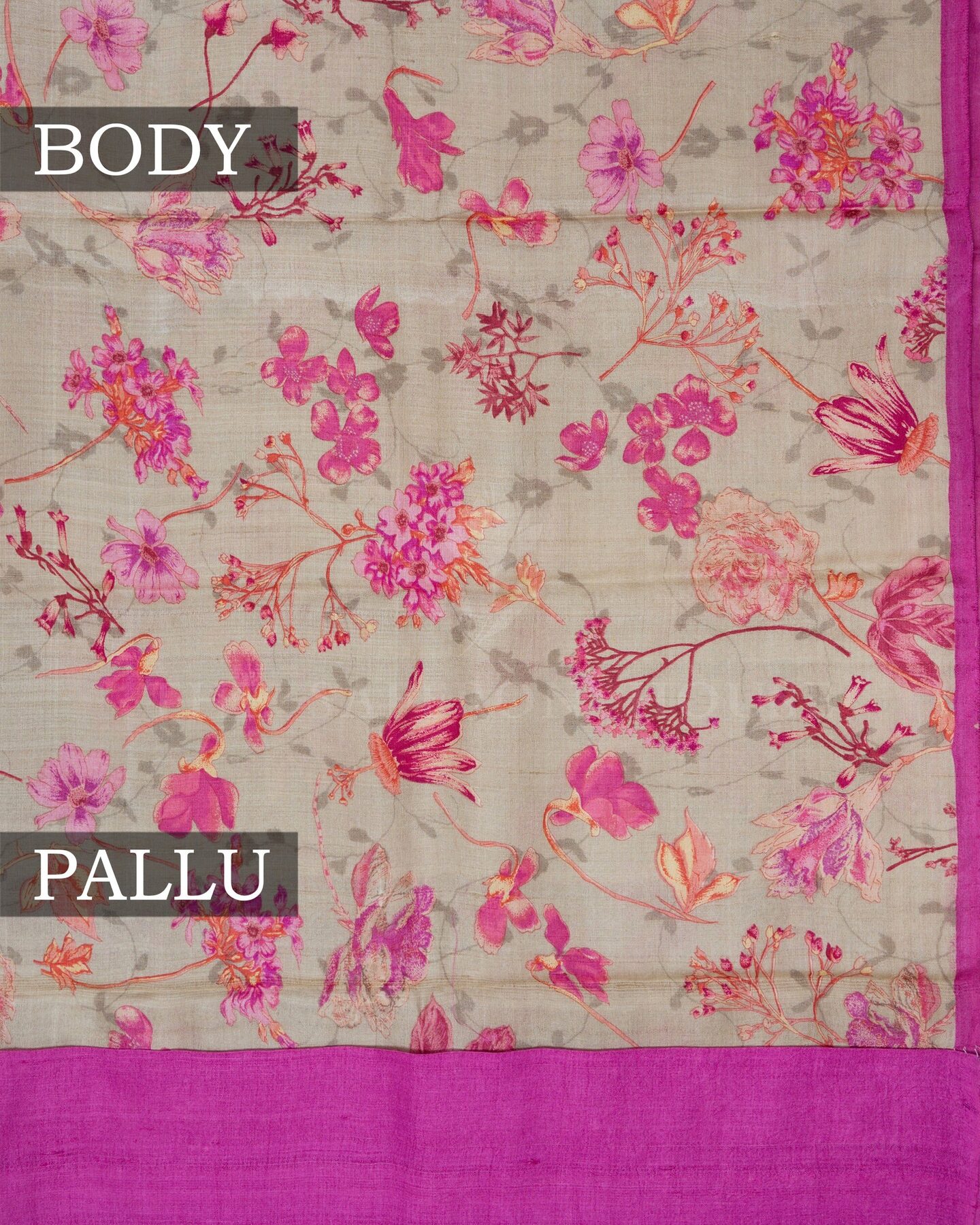 Sand Beige Tussar Silk Saree – The Saffron House