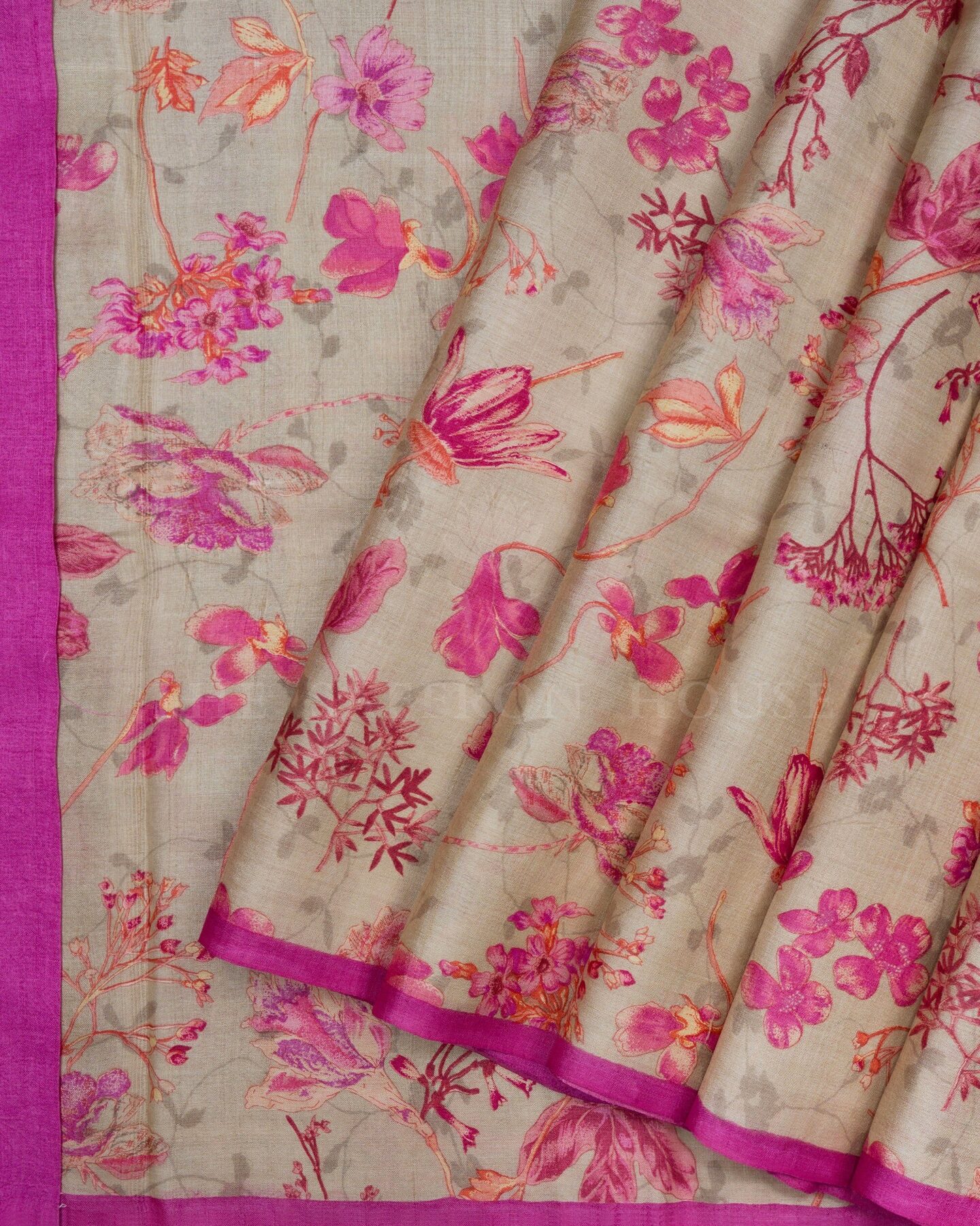 Sand Beige Tussar Silk Saree – The Saffron House