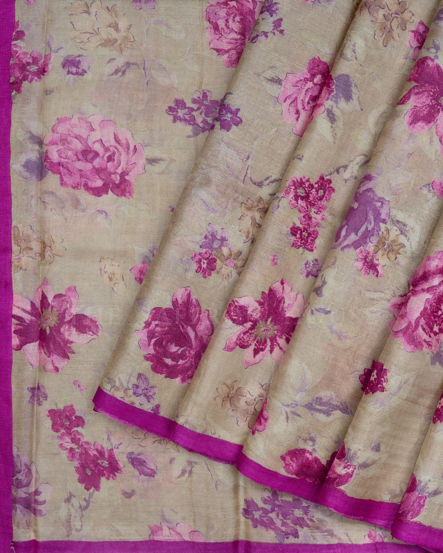 Sand Beige Tussar Silk Saree – The Saffron House