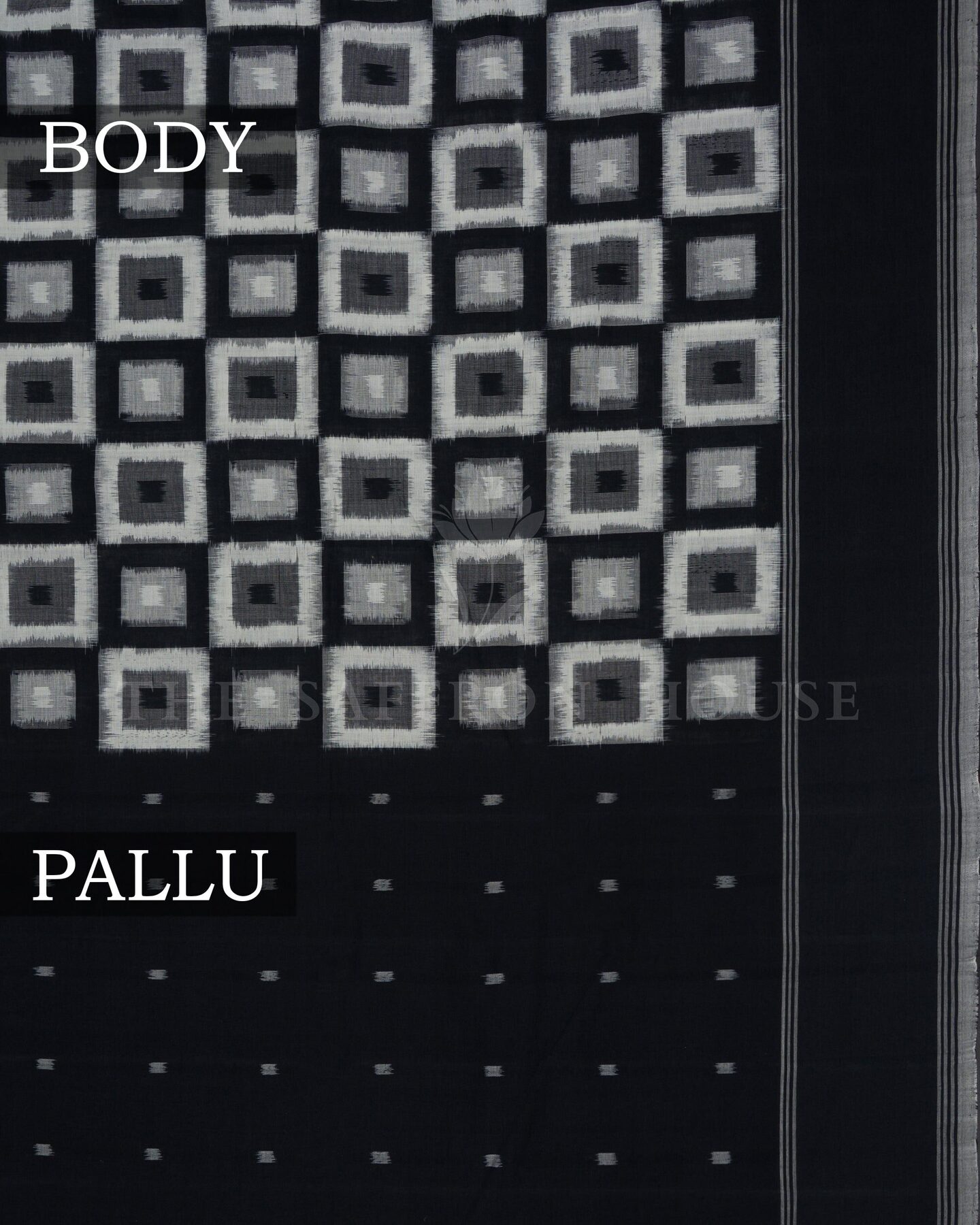 Pure White And Onyx Black Handwoven Patola Saree – The Saffron House