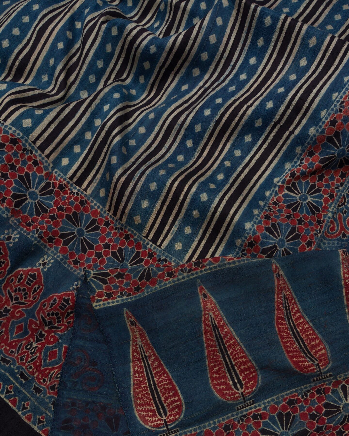 Blue Tussar Silk Saree – The Saffron House