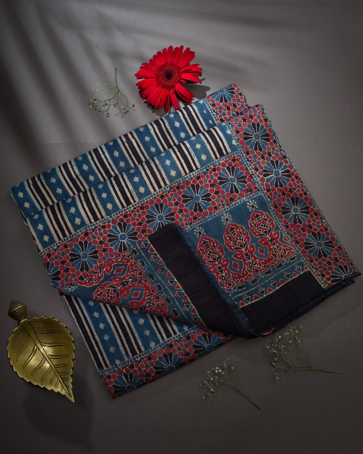 Blue Tussar Silk Saree – The Saffron House