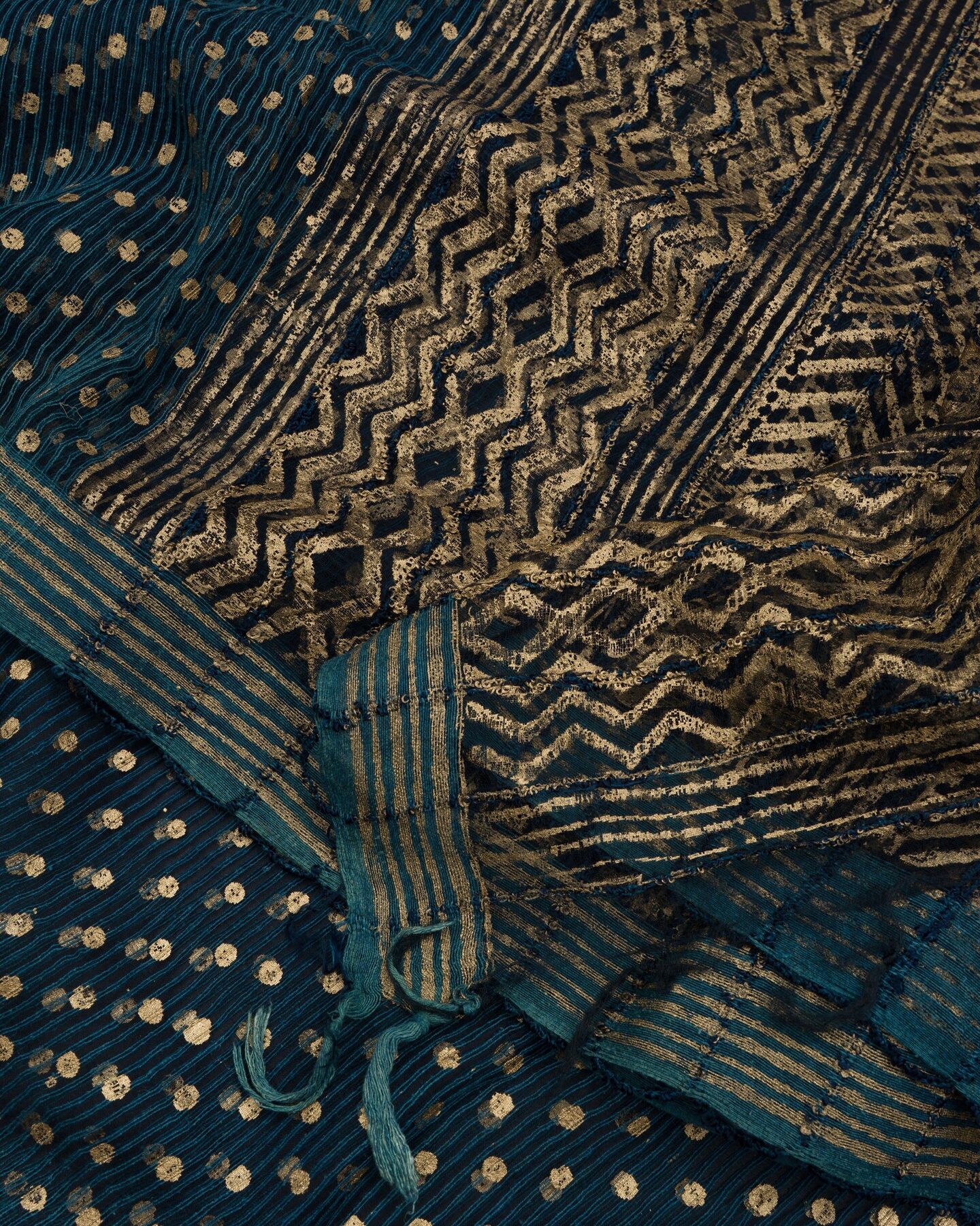 Blue Tussar Organza Saree – The Saffron House