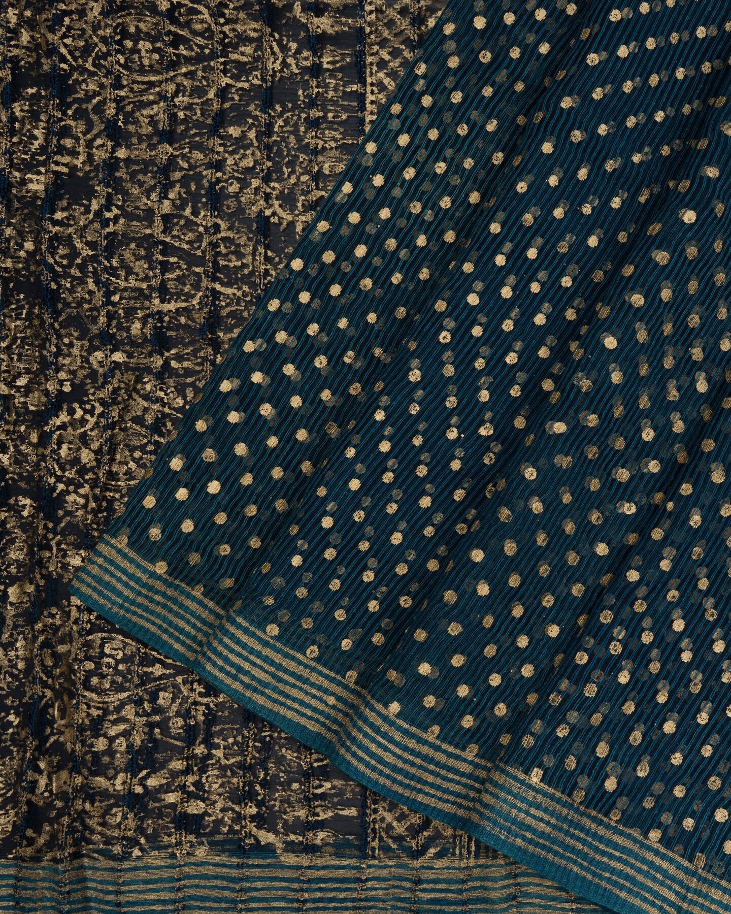 Blue Tussar Organza Saree – The Saffron House