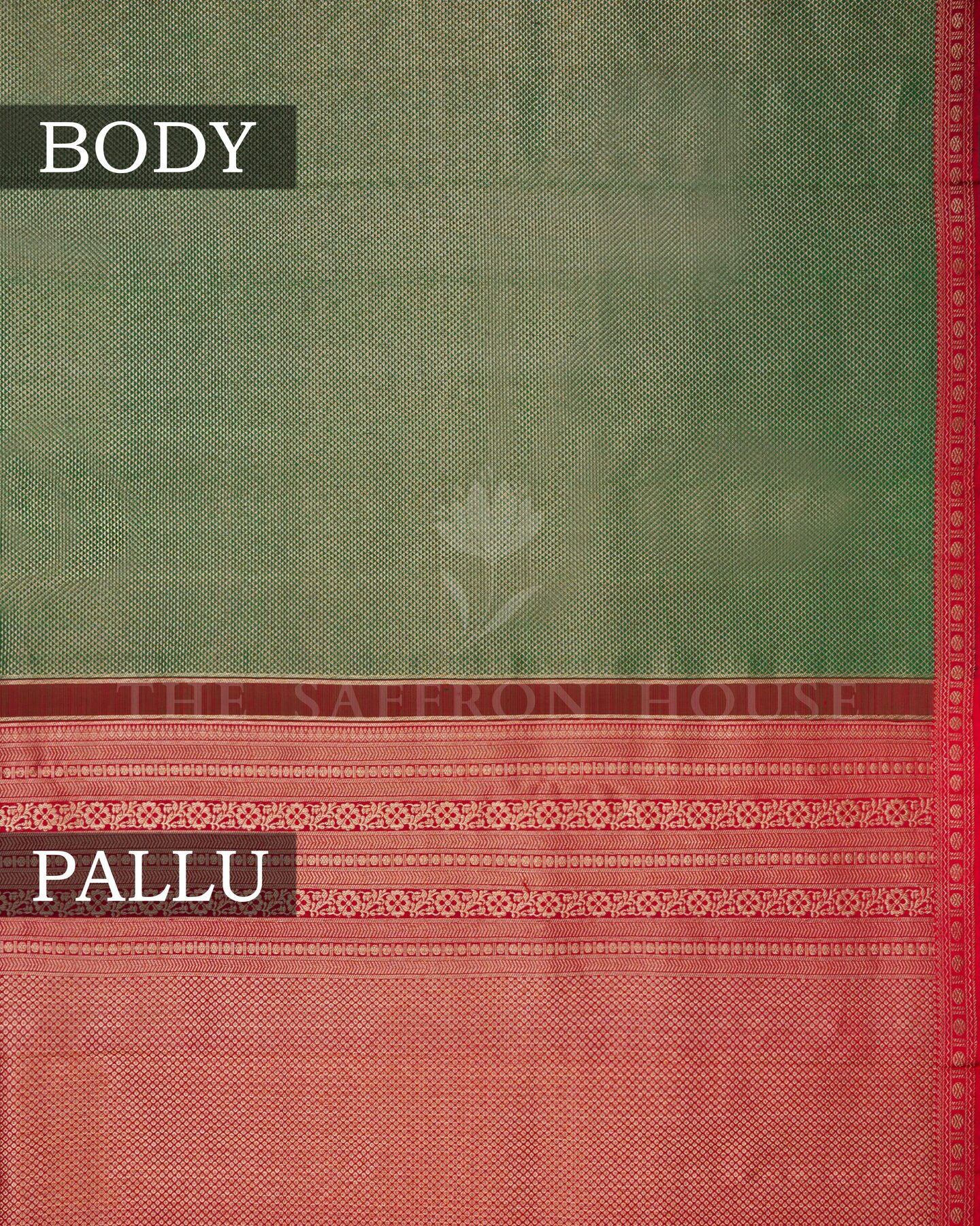 Bottle Green And Red Korvai Kanjivaram Silk Saree – The Saffron House