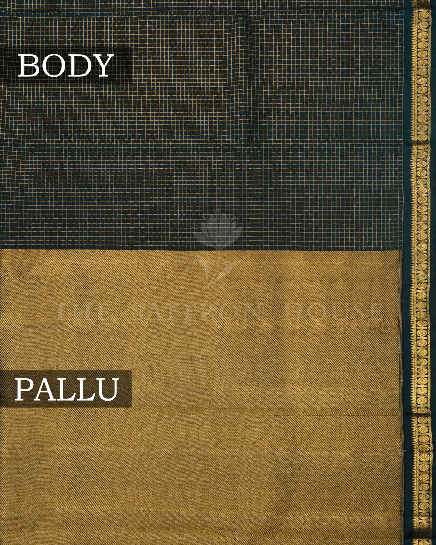 Bottle Green Kattam Kanjivaram Silk Saree – The Saffron House