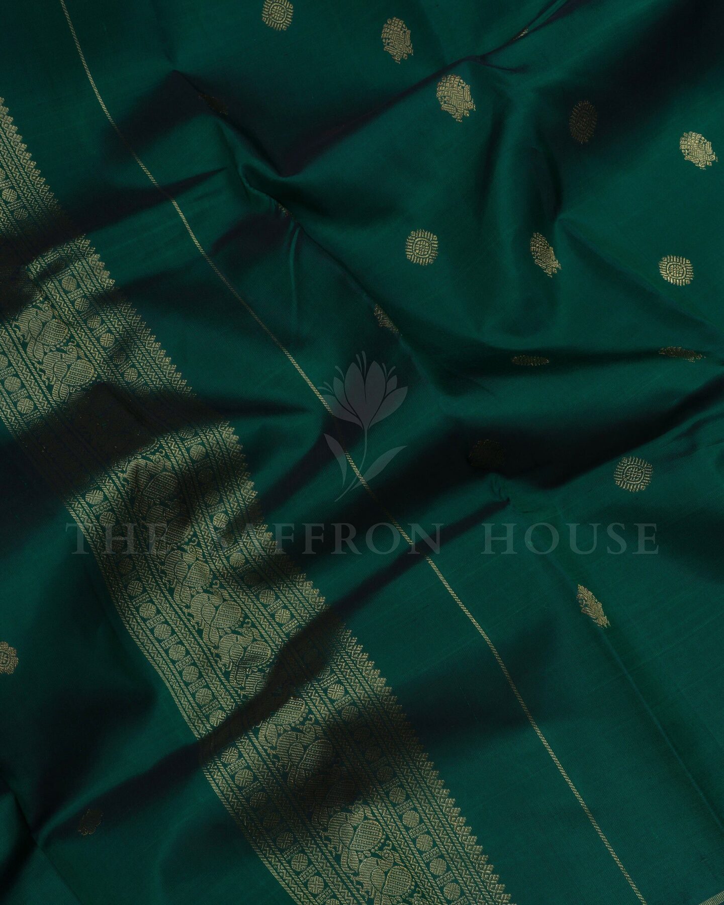Bottle Green Kanjivaram Silk Saree – The Saffron House
