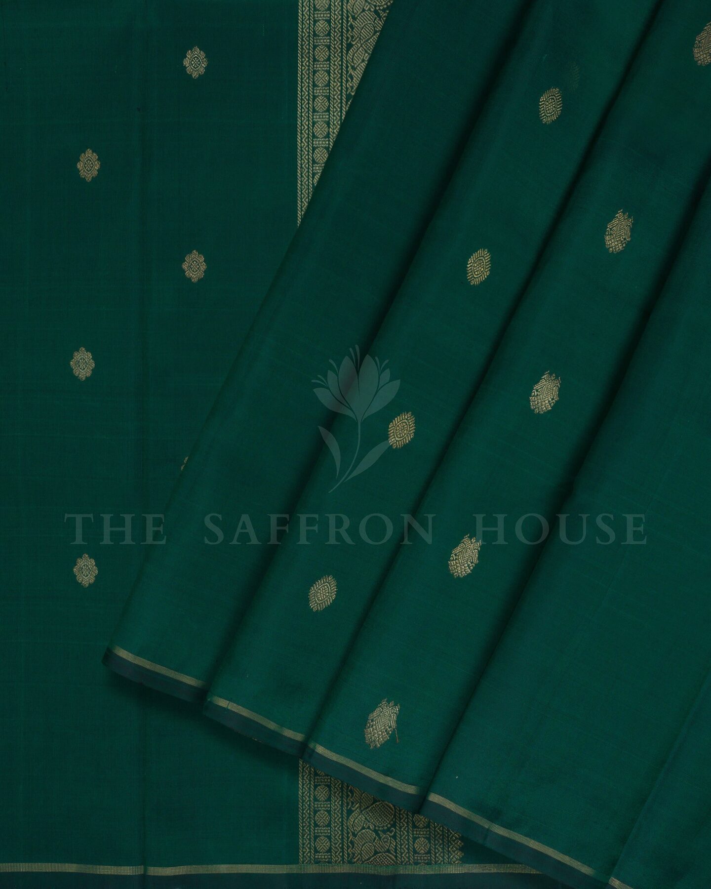 Bottle Green Kanjivaram Silk Saree – The Saffron House