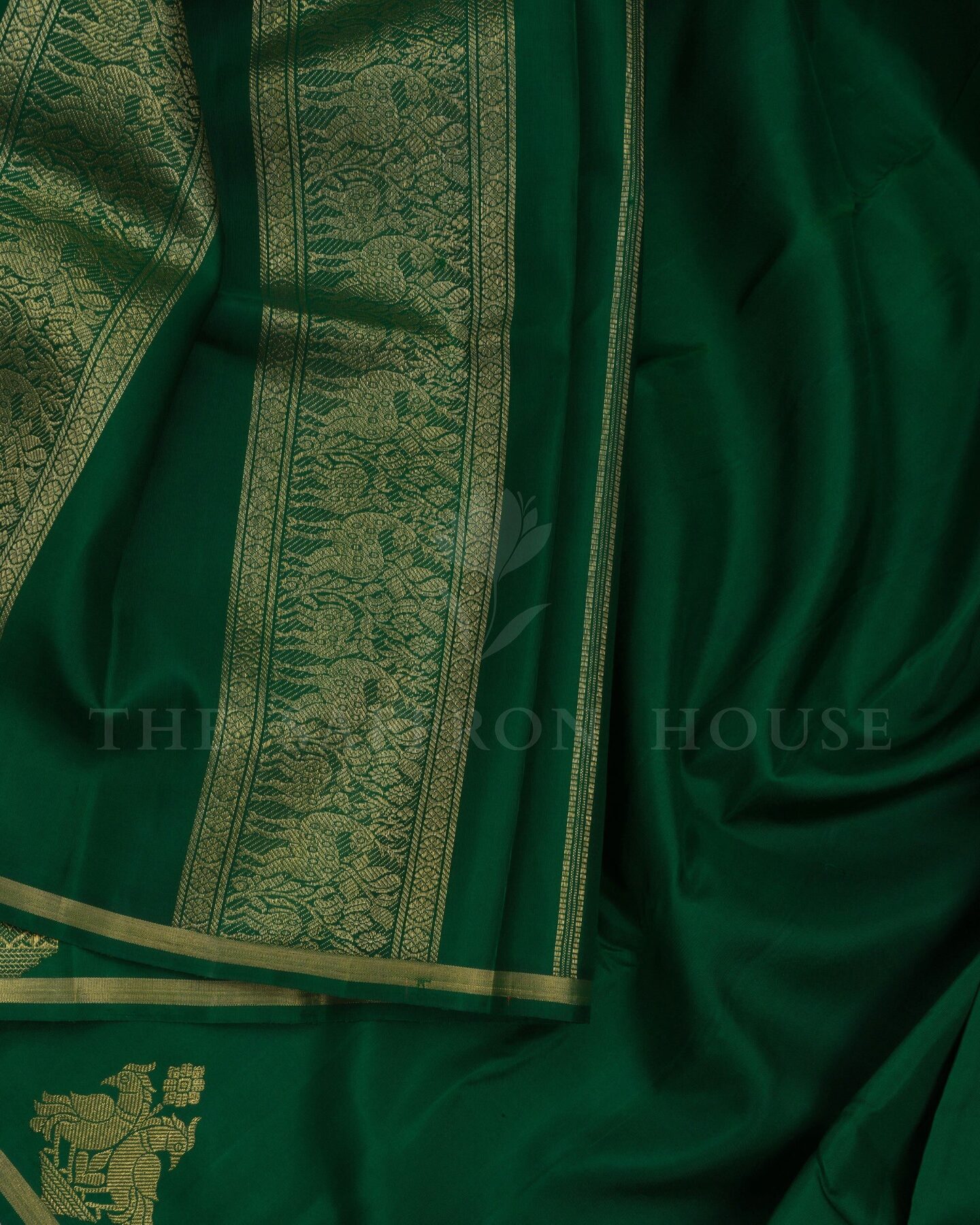 Bottle Green Kanjivaram Silk Saree – The Saffron House