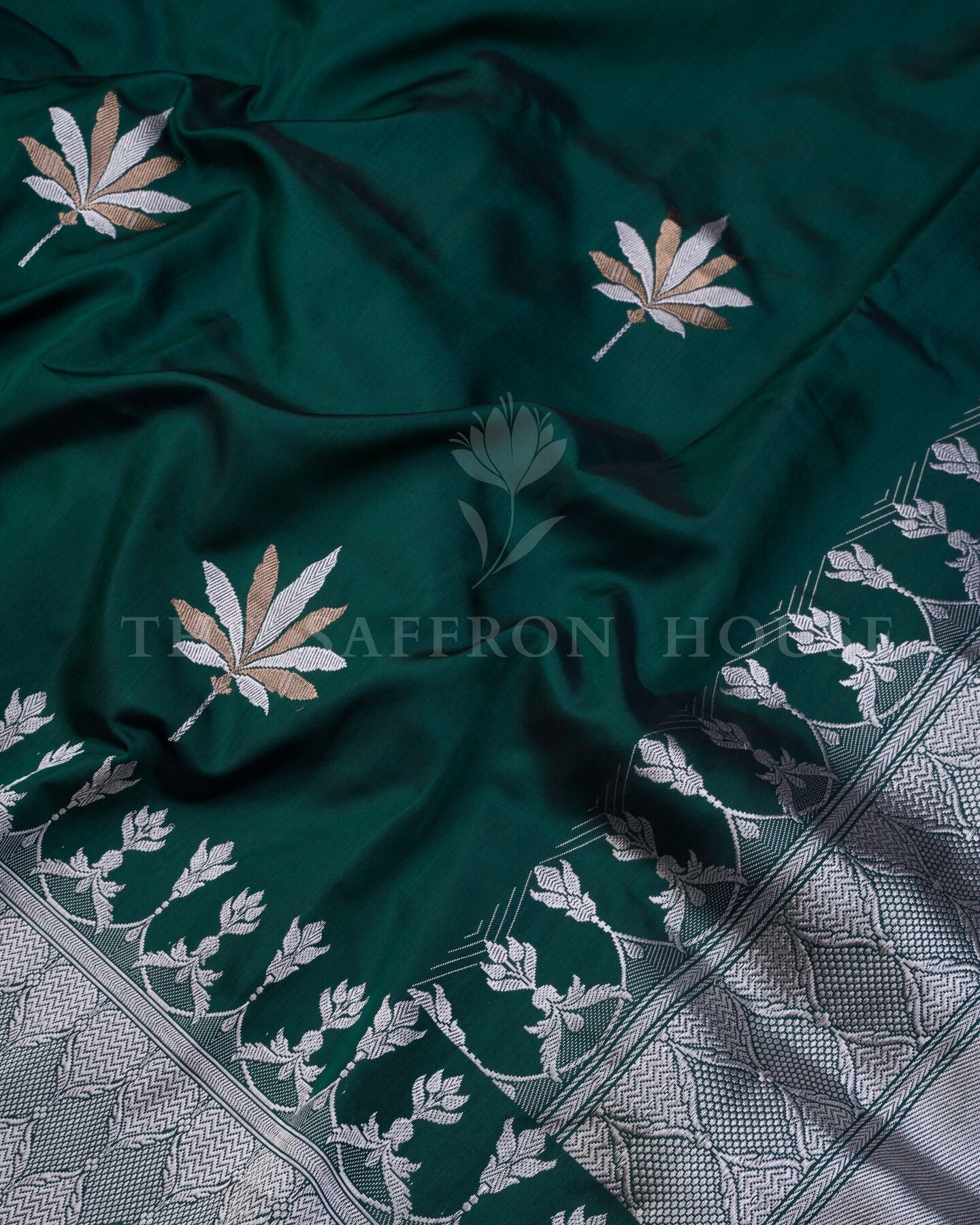 Green Katan Banarasi Silk Saree – The Saffron House