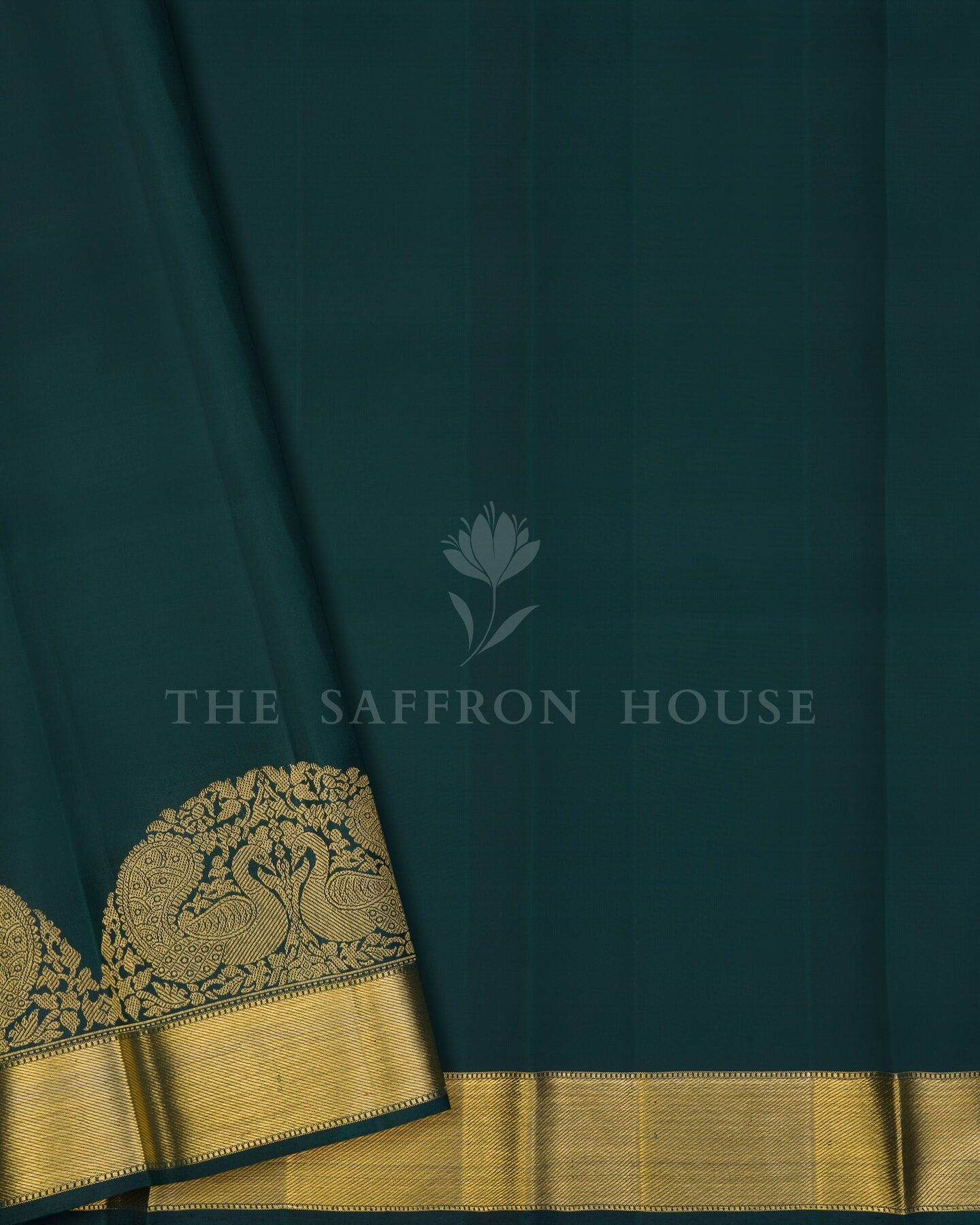 Green And Bottle Green Korvai Kanjivaram Silk Saree – The Saffron House